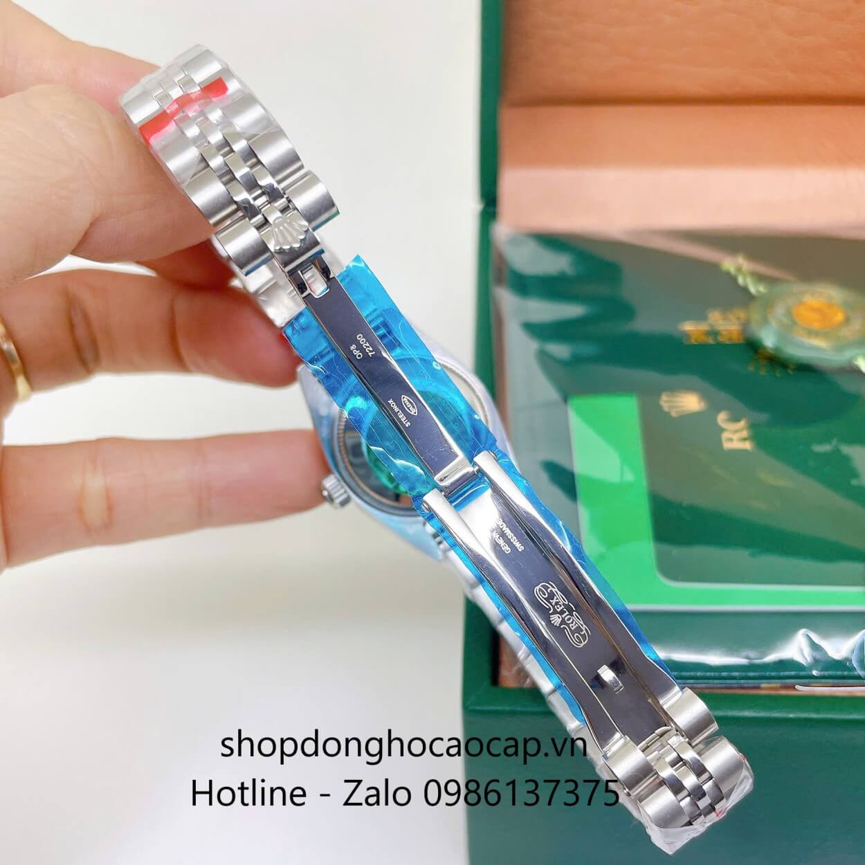 Đồng Hồ Cặp Rolex Datejust Máy Pin Dây Bạc Mặt Xám Niềng Khía Size 36mm - 28mm