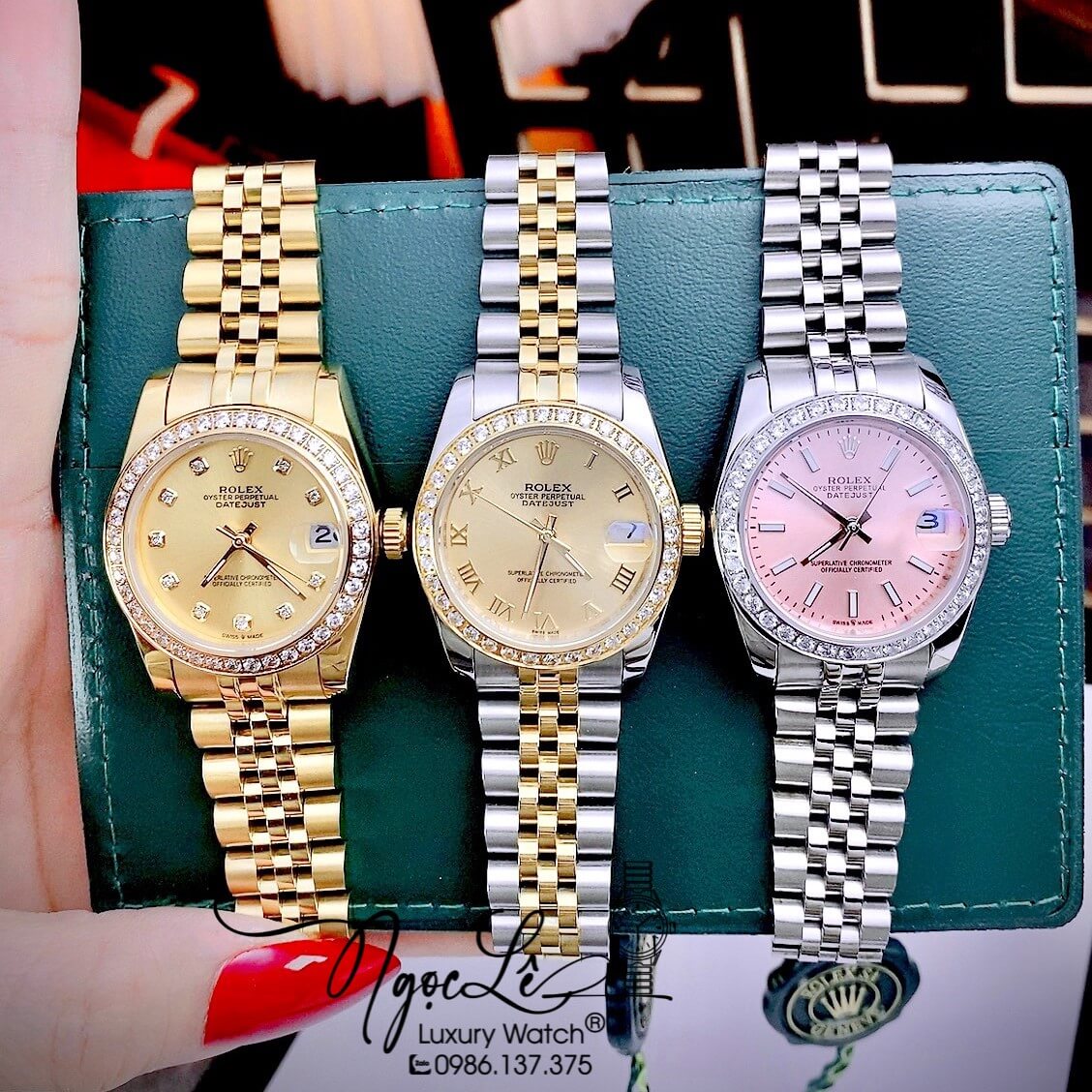 Đồng Hồ Rolex Datejust Nữ Máy Cơ Tự Động Dây Kim Loại Vàng Mặt Vàng Size 31mm