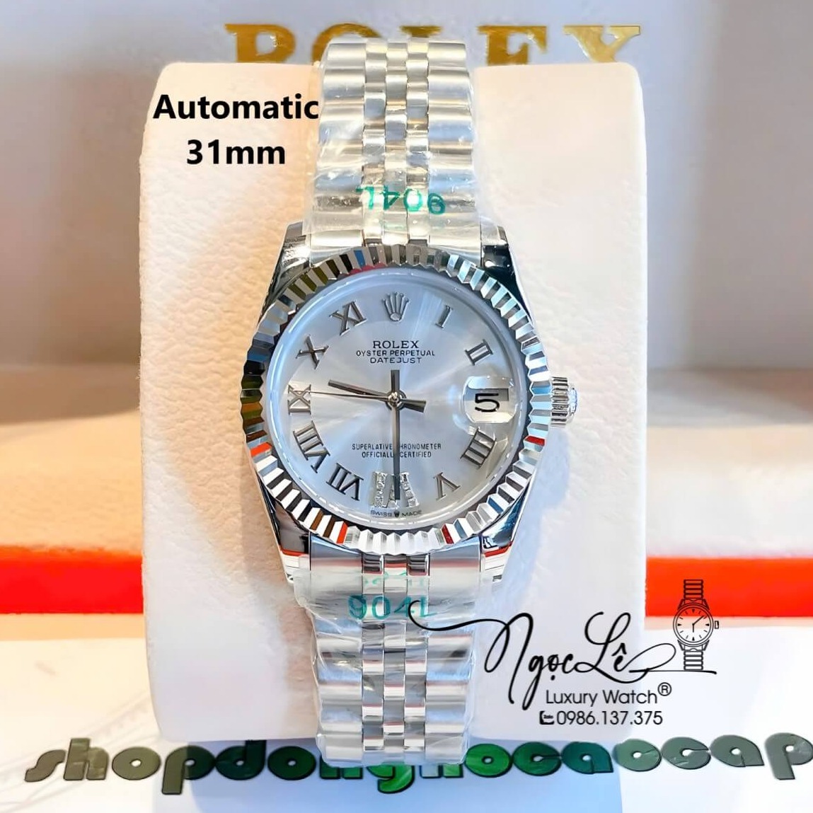 Đồng Hồ Nữ Rolex Datejust Máy Cơ Tự Động Dây Bạc Mặt Trắng Size 31mm - Mặt Số La Mã