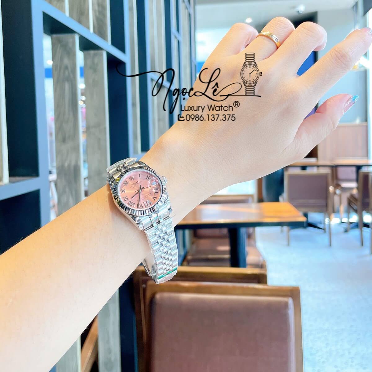 Đồng Hồ Nữ Rolex Datejust Máy Cơ Tự Động Dây Bạc Mặt Hồng Size 31mm - Mặt Số La Mã