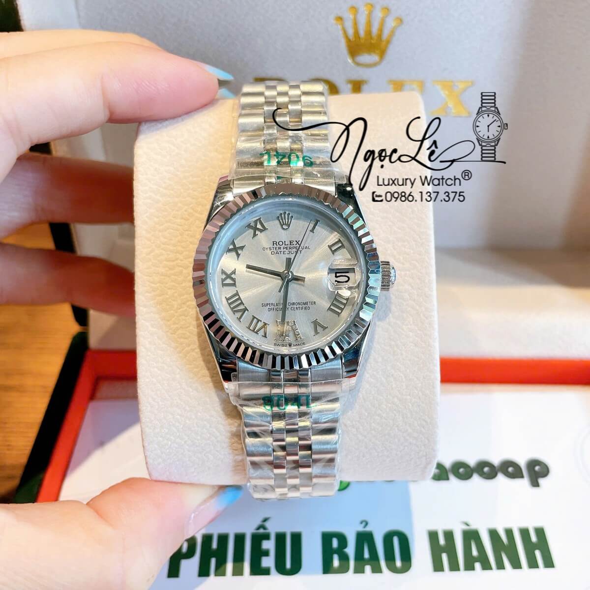 Đồng Hồ Nữ Rolex Datejust Máy Cơ Tự Động Dây Bạc Mặt Trắng Size 31mm - Mặt Số La Mã