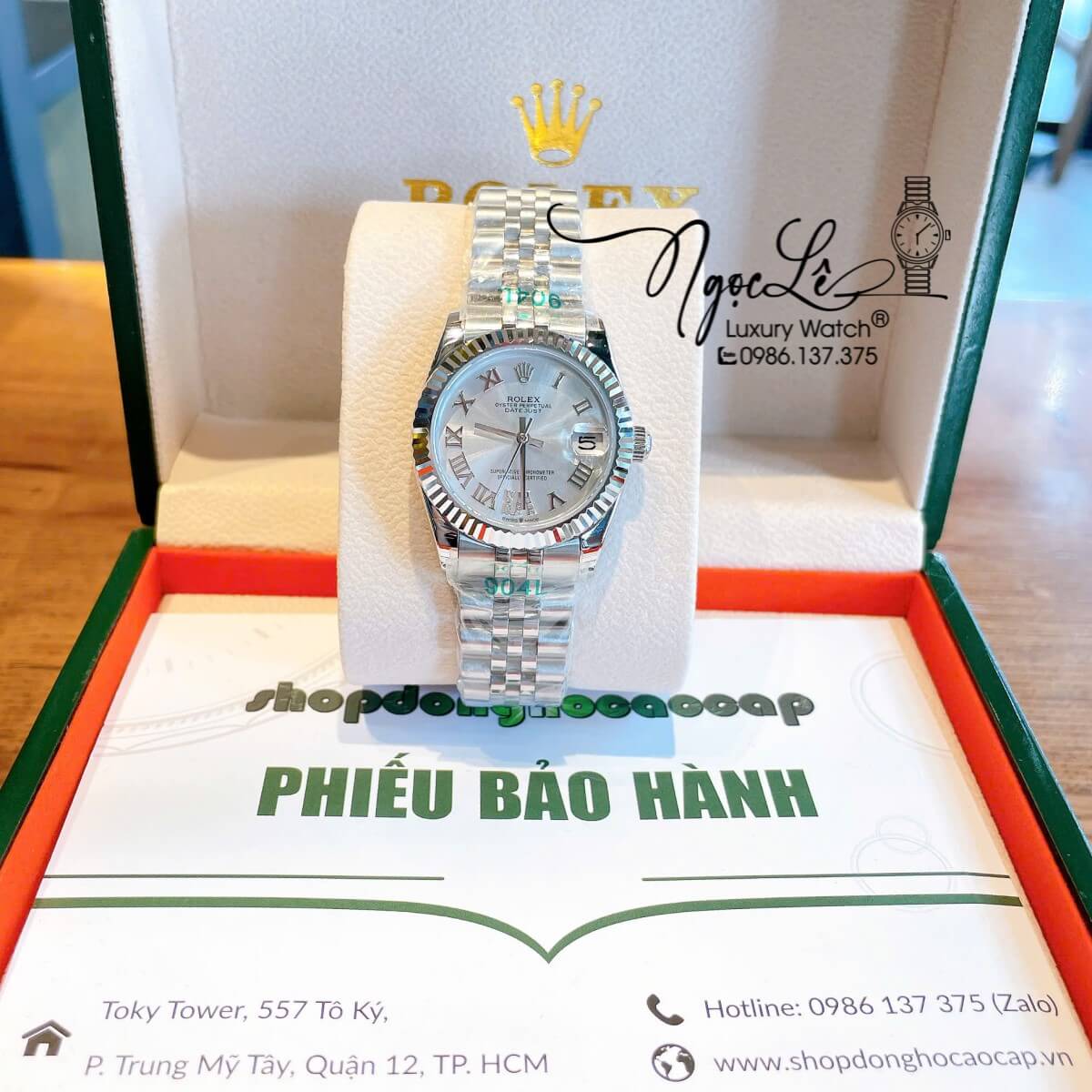 Đồng Hồ Nữ Rolex Datejust Máy Cơ Tự Động Dây Bạc Mặt Trắng Size 31mm - Mặt Số La Mã