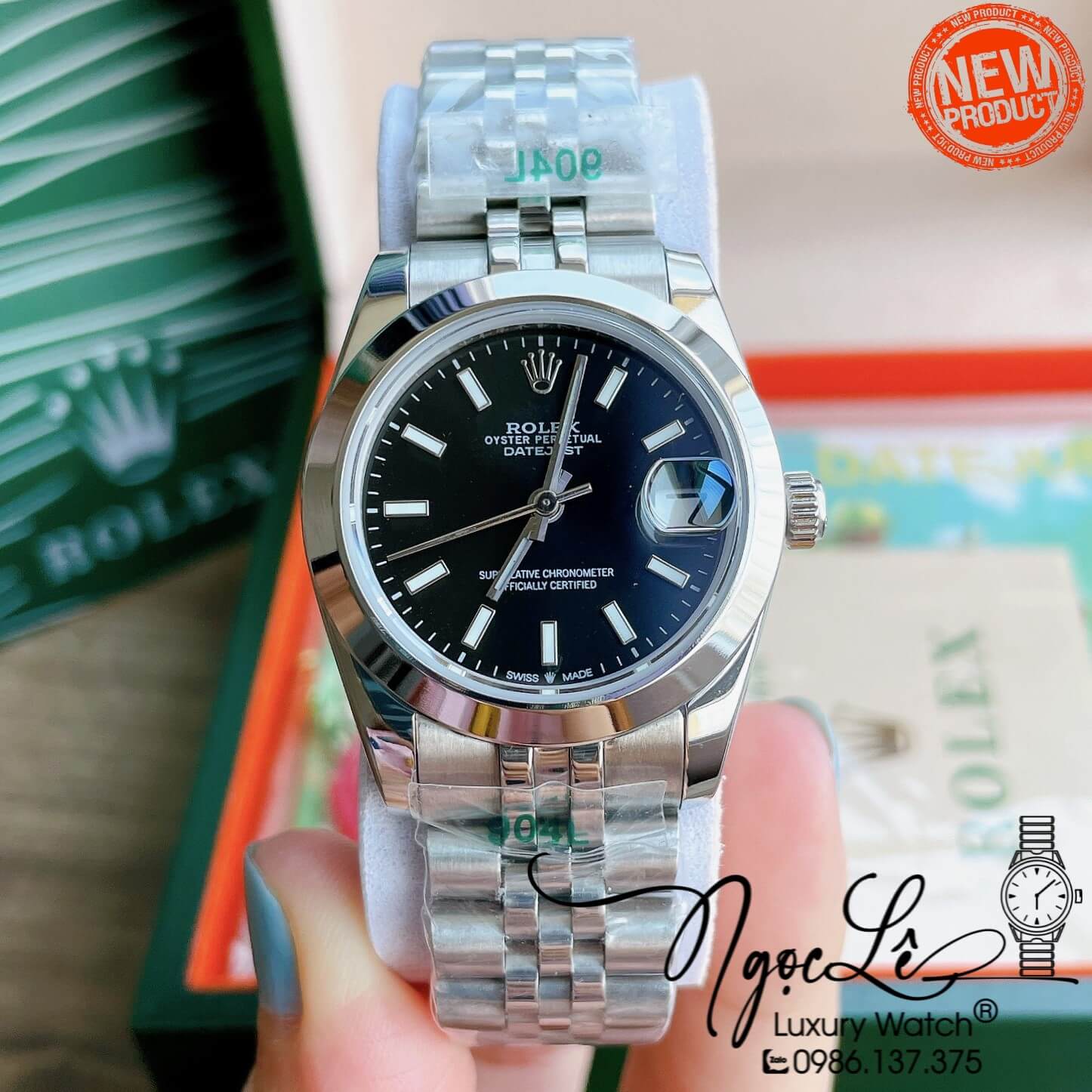 Đồng Hồ Rolex Datejust Automatic Nữ Dây Kim Loại Màu Bạc Niềng Trơn Size 31mm