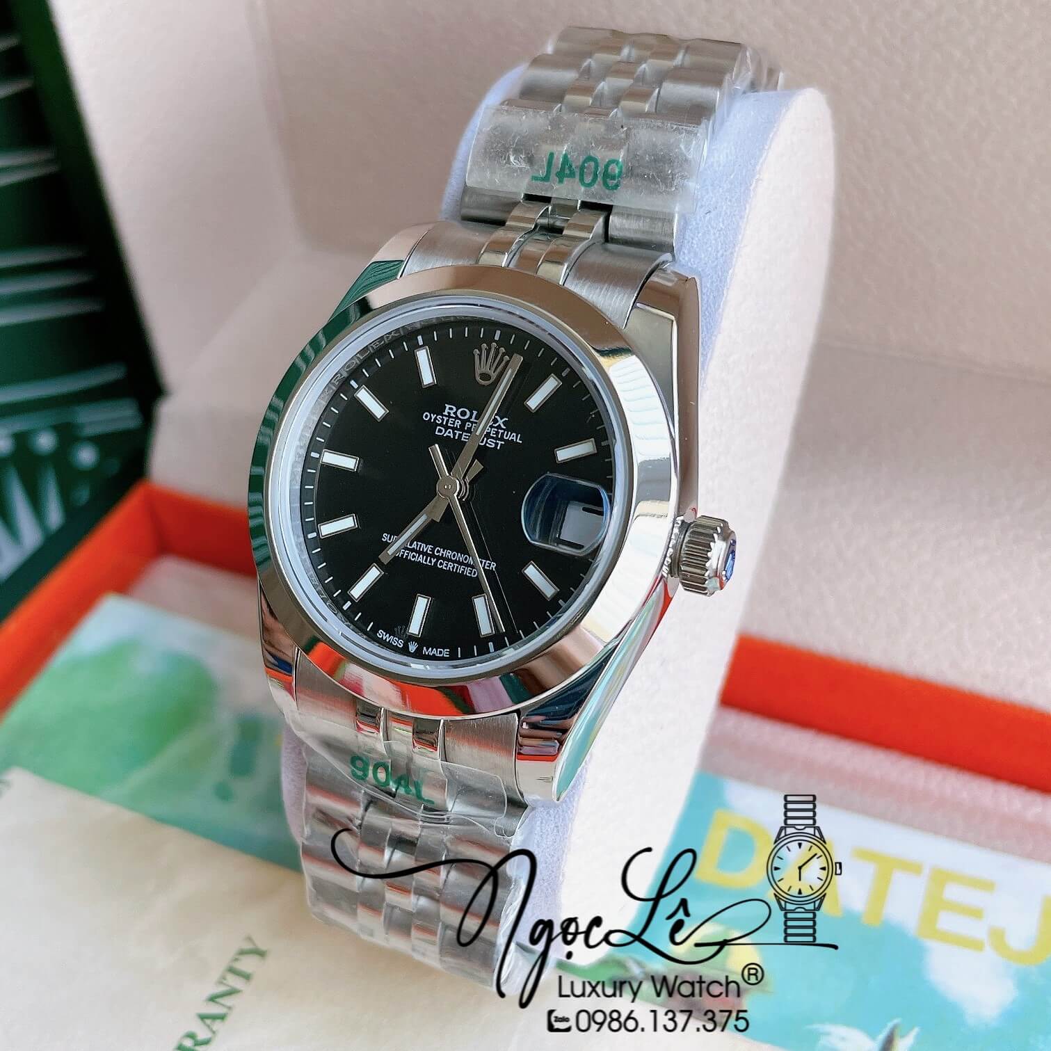 Đồng Hồ Rolex Datejust Automatic Nữ Dây Kim Loại Màu Bạc Niềng Trơn Size 31mm