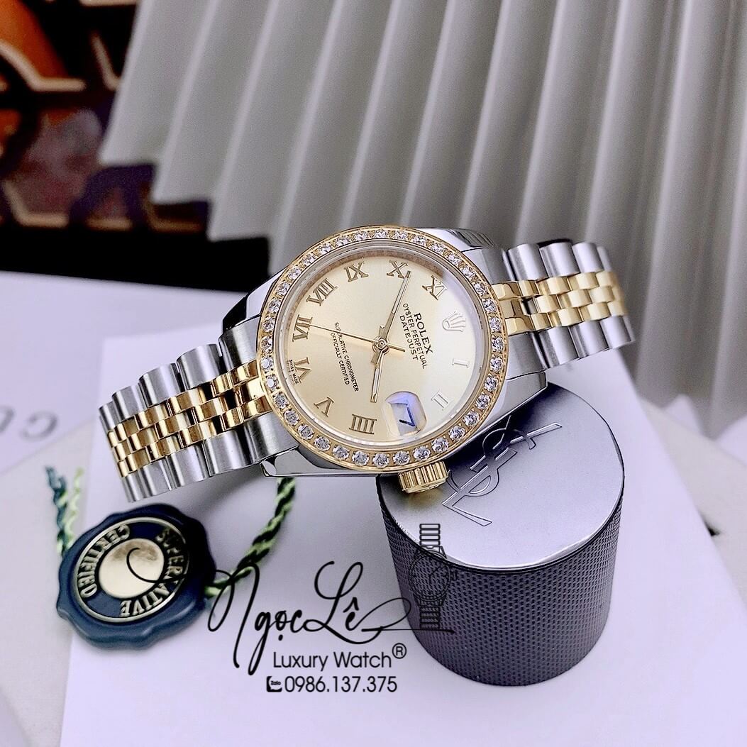 Đồng Hồ Rolex Datejust Nữ Máy Cơ Tự Động Dây Kim Loại Demi Mặt Vàng Size 31mm