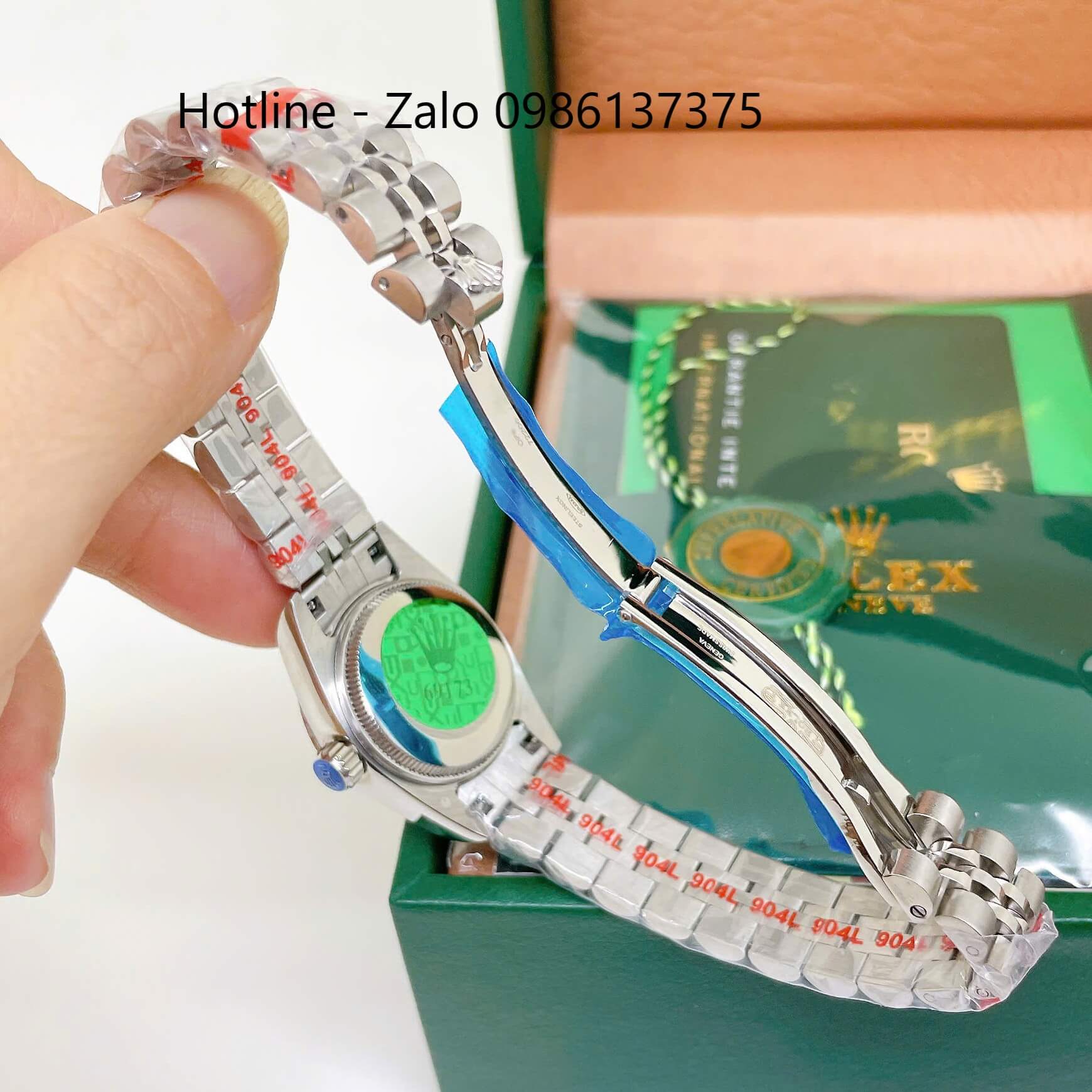 Đồng Hồ Rolex Datejust Nữ Máy Pin Dây Kim Loại Bạc Mặt Hồng Nhạt Size 28mm Viền Khía