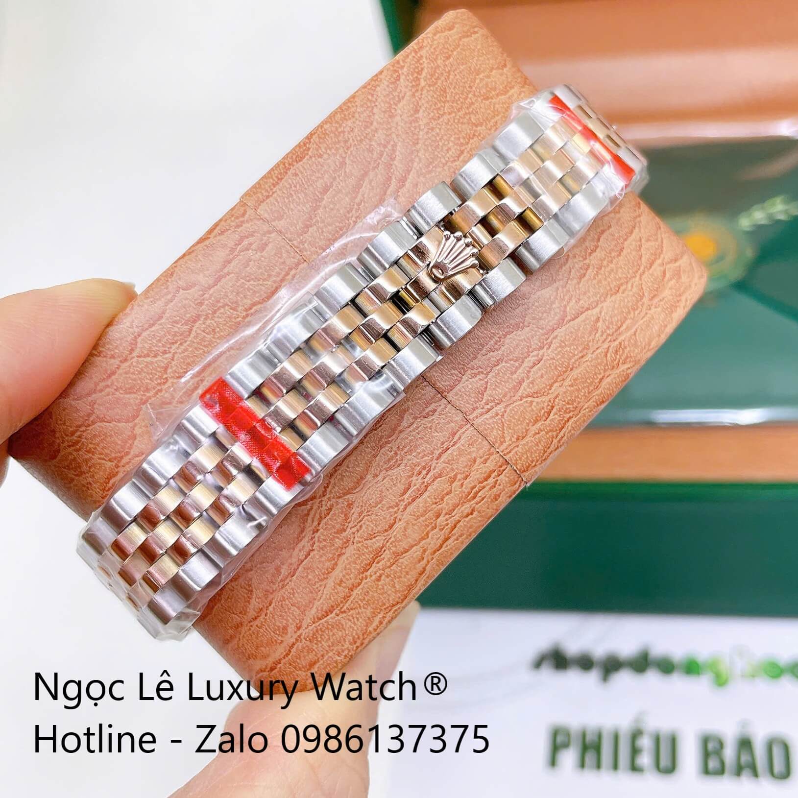 Đồng Hồ Rolex Datejust Nữ Máy Pin Dây Kim Loại Demi Rose Mặt Nâu Niềng Khía Size 31mm