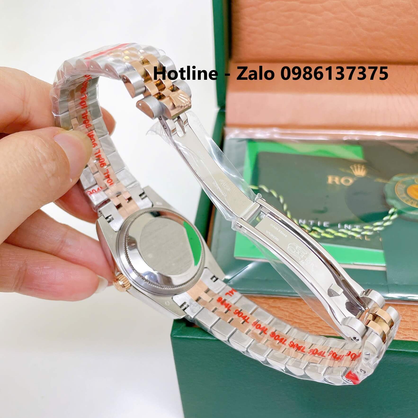 Đồng Hồ Rolex Datejust Nữ Máy Pin Dây Kim Loại Demi Rose Mặt Nâu Niềng Khía Size 31mm - Đính Ngôi Sao