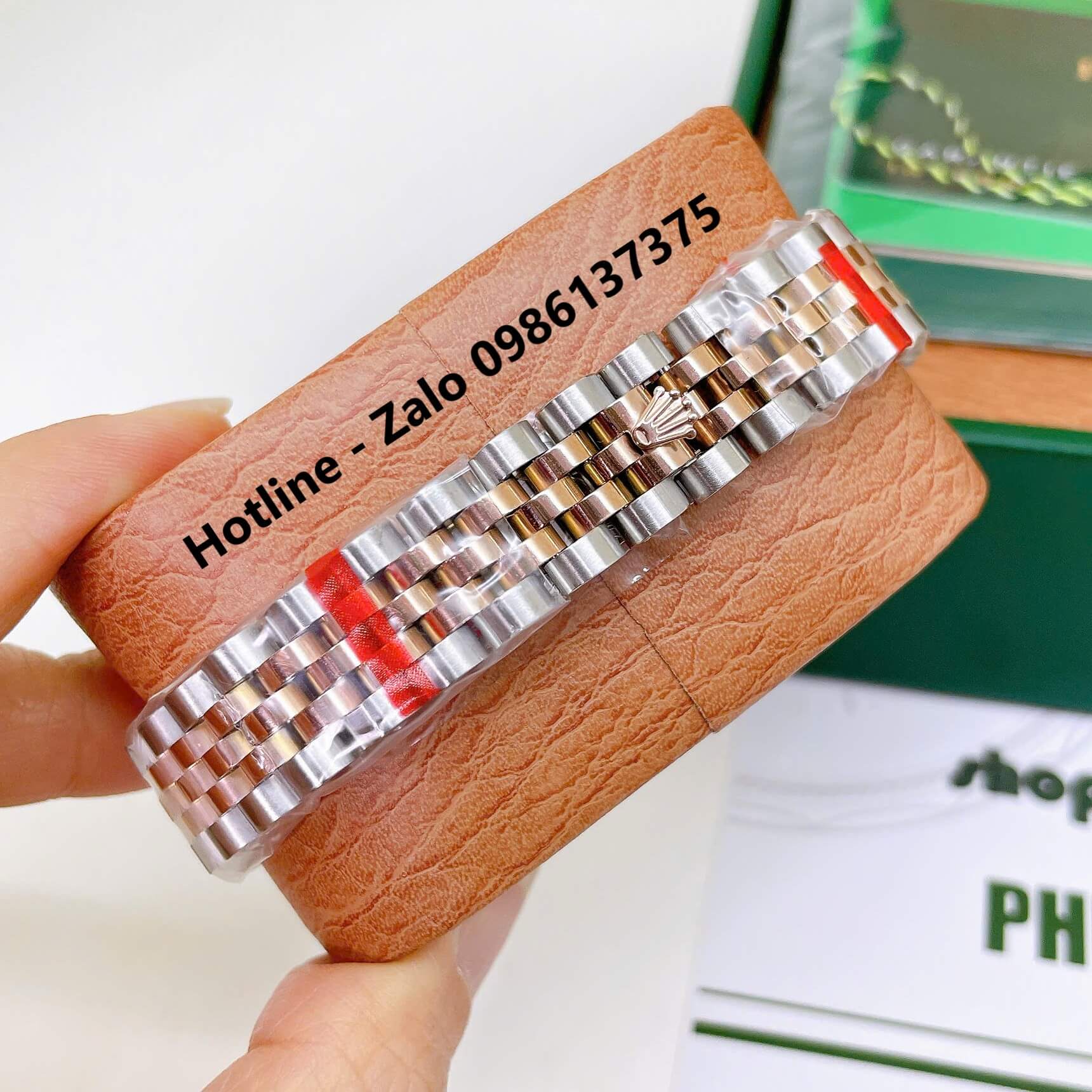 Đồng Hồ Rolex Datejust Nữ Máy Pin Dây Kim Loại Demi Rose Mặt Nâu Niềng Khía Size 31mm - Đính Ngôi Sao