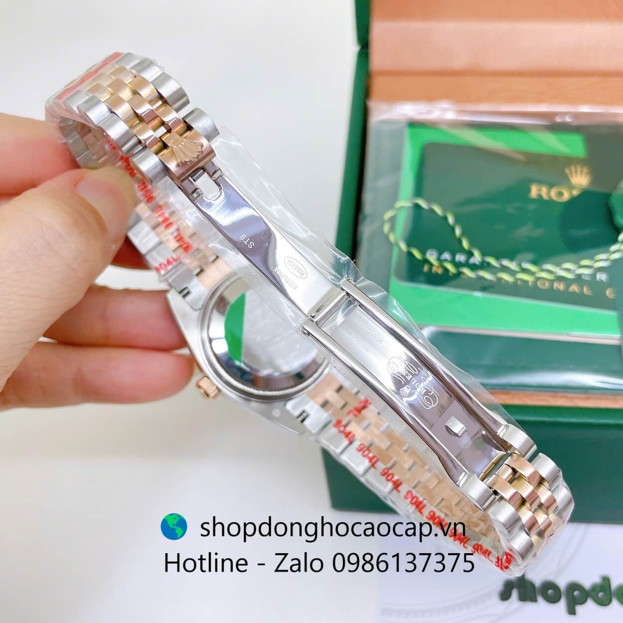 Đồng Hồ Rolex Datejust Nữ Máy Pin Dây Kim Loại Demi Rose Niềng Khía Size 31mm
