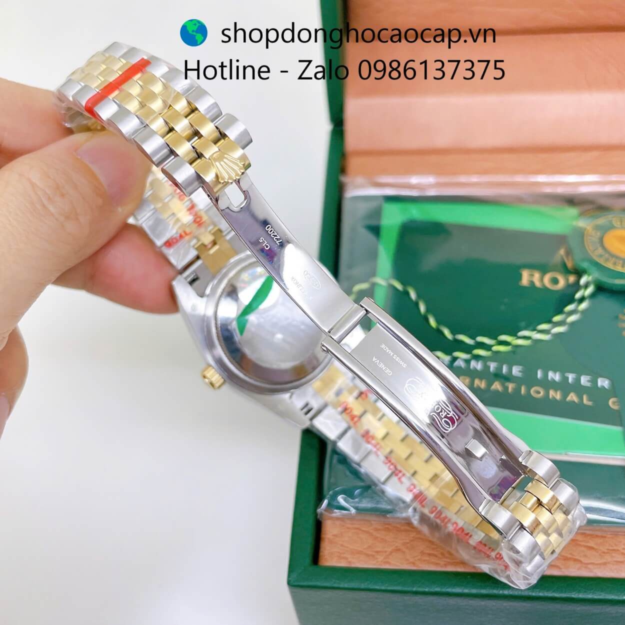 Đồng Hồ Rolex Datejust Nữ Máy Pin Dây Kim Loại Demi Vàng Mặt Vàng Niềng Khía Size 31mm