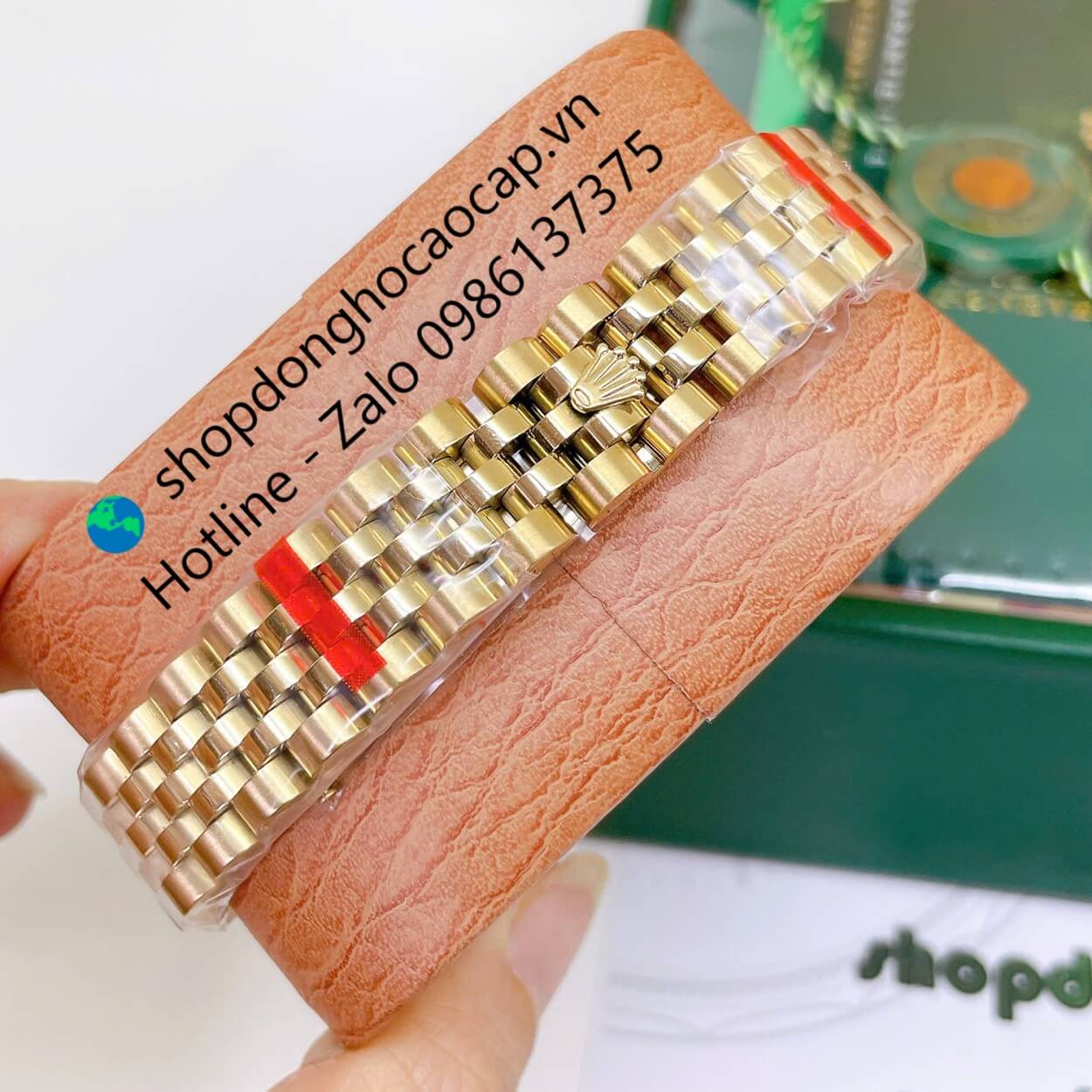 Đồng Hồ Rolex Datejust Nữ Máy Pin Dây Kim Loại Vàng Mặt Trắng Xà Cừ Niềng Khía Size 31mm