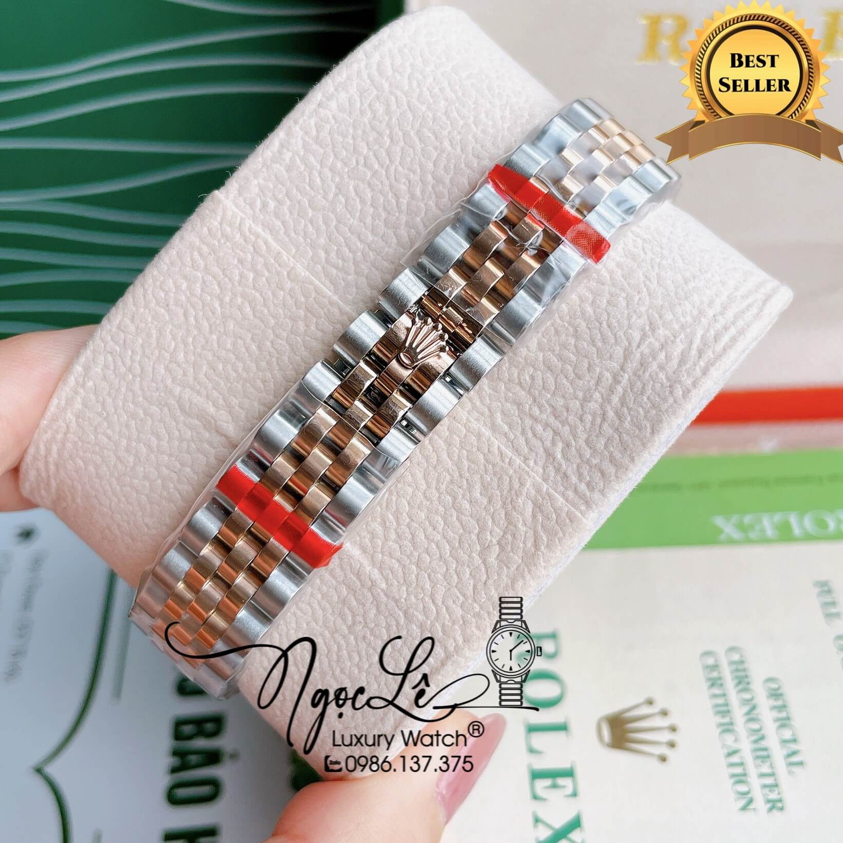 Đồng Hồ Nữ Rolex Datejust Pin Màu Demi Rose Mặt Tím Đính Đá Size 32mm FullBox