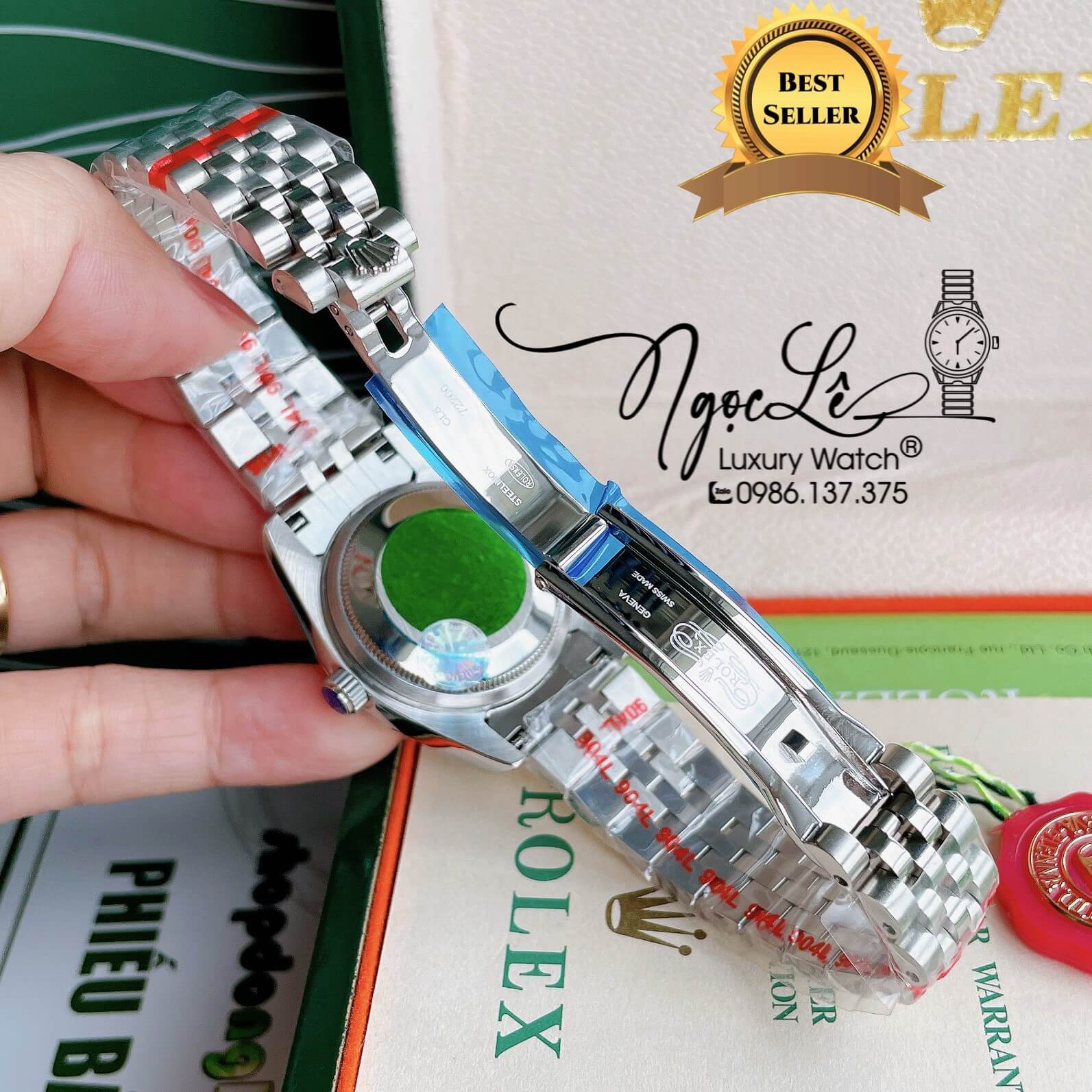 Đồng Hồ Nữ Rolex Datejust Pin Màu Bạc Mặt Trắng Xà Cừ Đính Đá Size 32mm FullBox