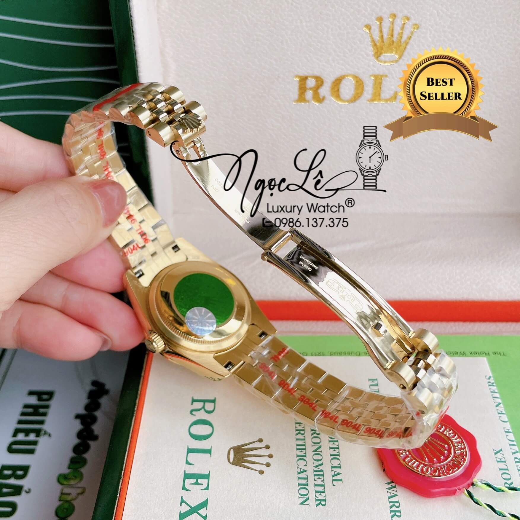 Đồng Hồ Nữ Rolex Datejust Pin Màu Vàng Mặt Vàng Đính Đá Size 32mm Full Box
