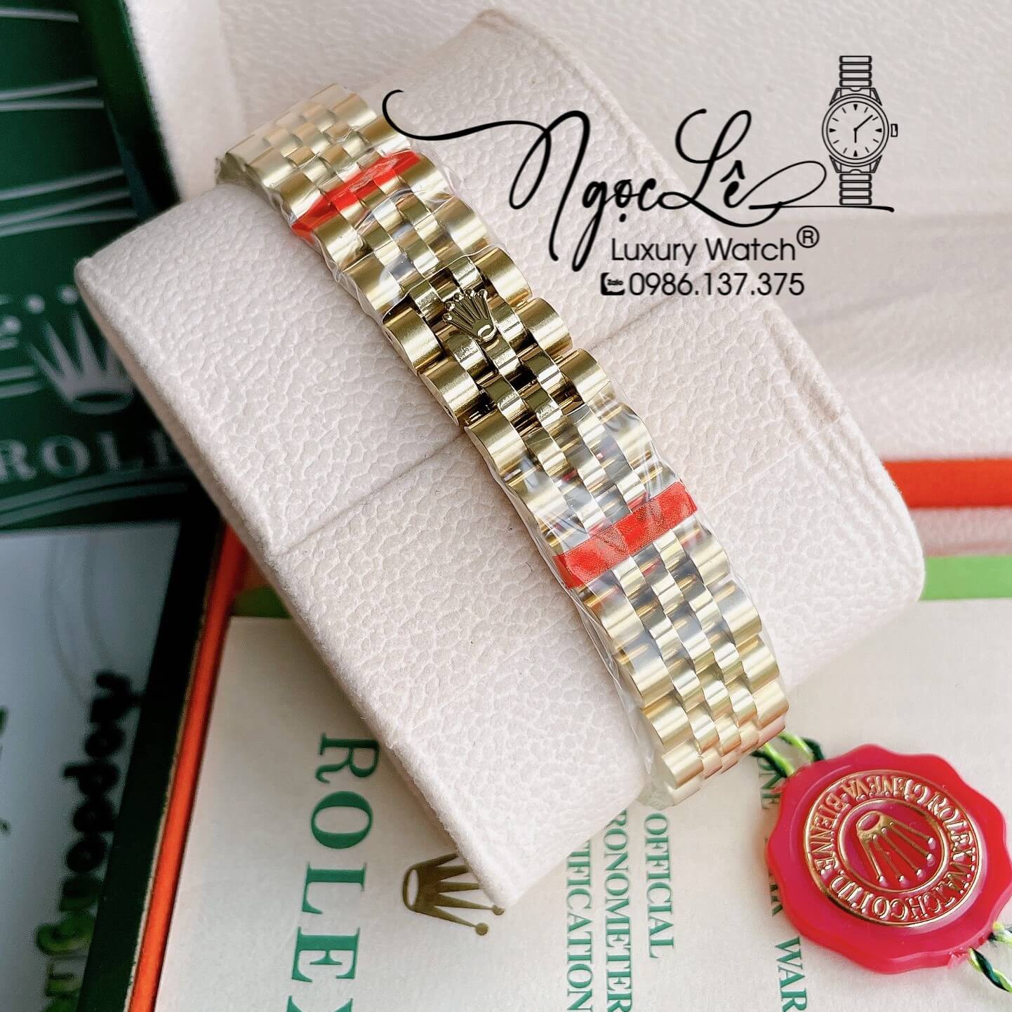 Đồng Hồ Nữ Rolex Datejust Pin Màu Vàng Mặt Vàng Đính Đá Size 32mm Full Box