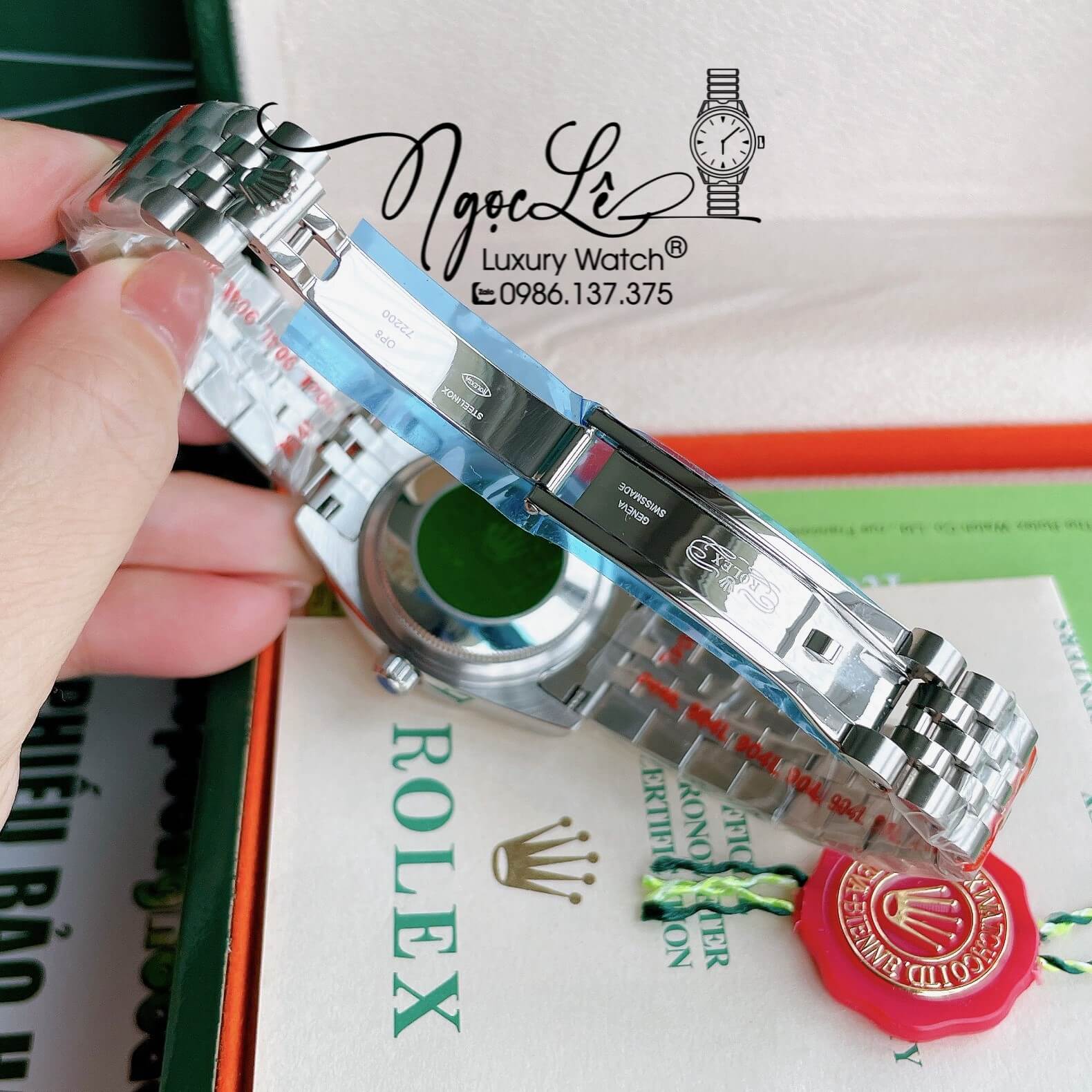 Đồng Hồ Nữ Rolex Datejust Pin Màu Bạc Mặt Xám Nhạt Đính Đá Size 32mm Full Box