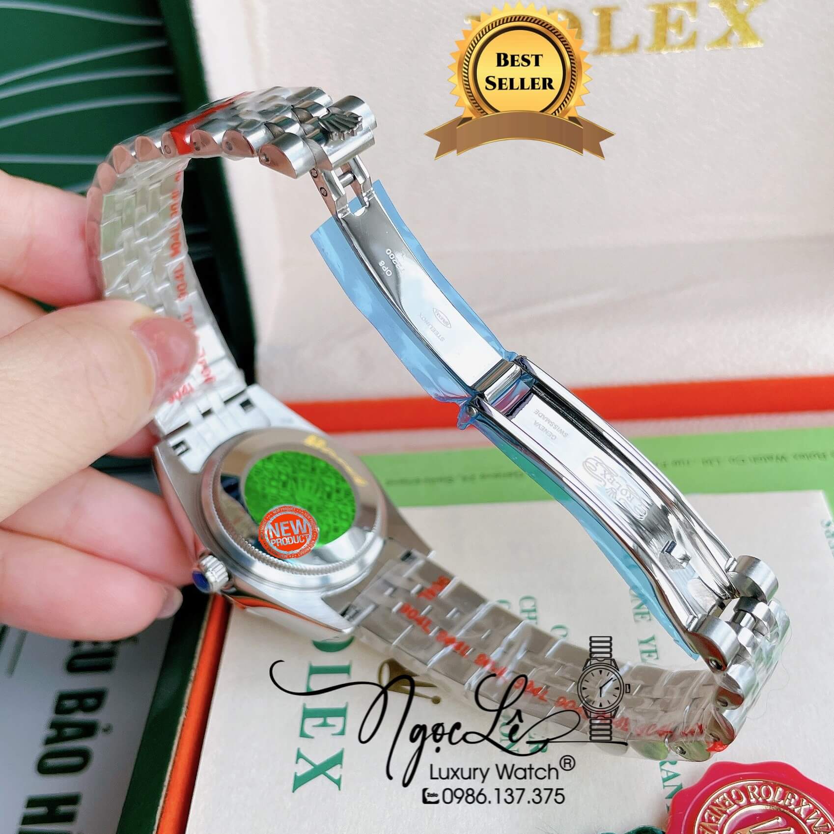 Đồng Hồ Nữ Rolex Datejust Pin Màu Bạc Mặt Xám Đính Đá Size 32mm Full Box
