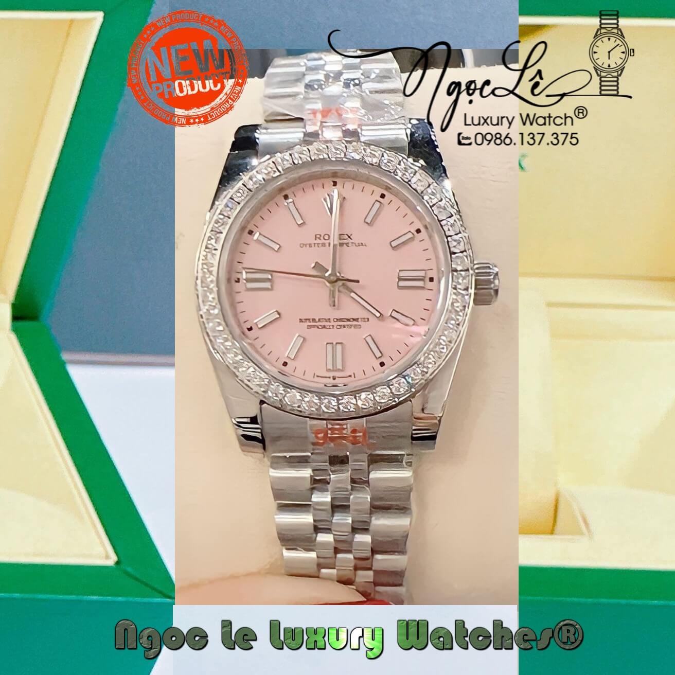 Đồng Hồ Nữ Rolex Datejust Pin Dây Bạc Mặt Hồng Đính Đá Size 32mm – Shop ...