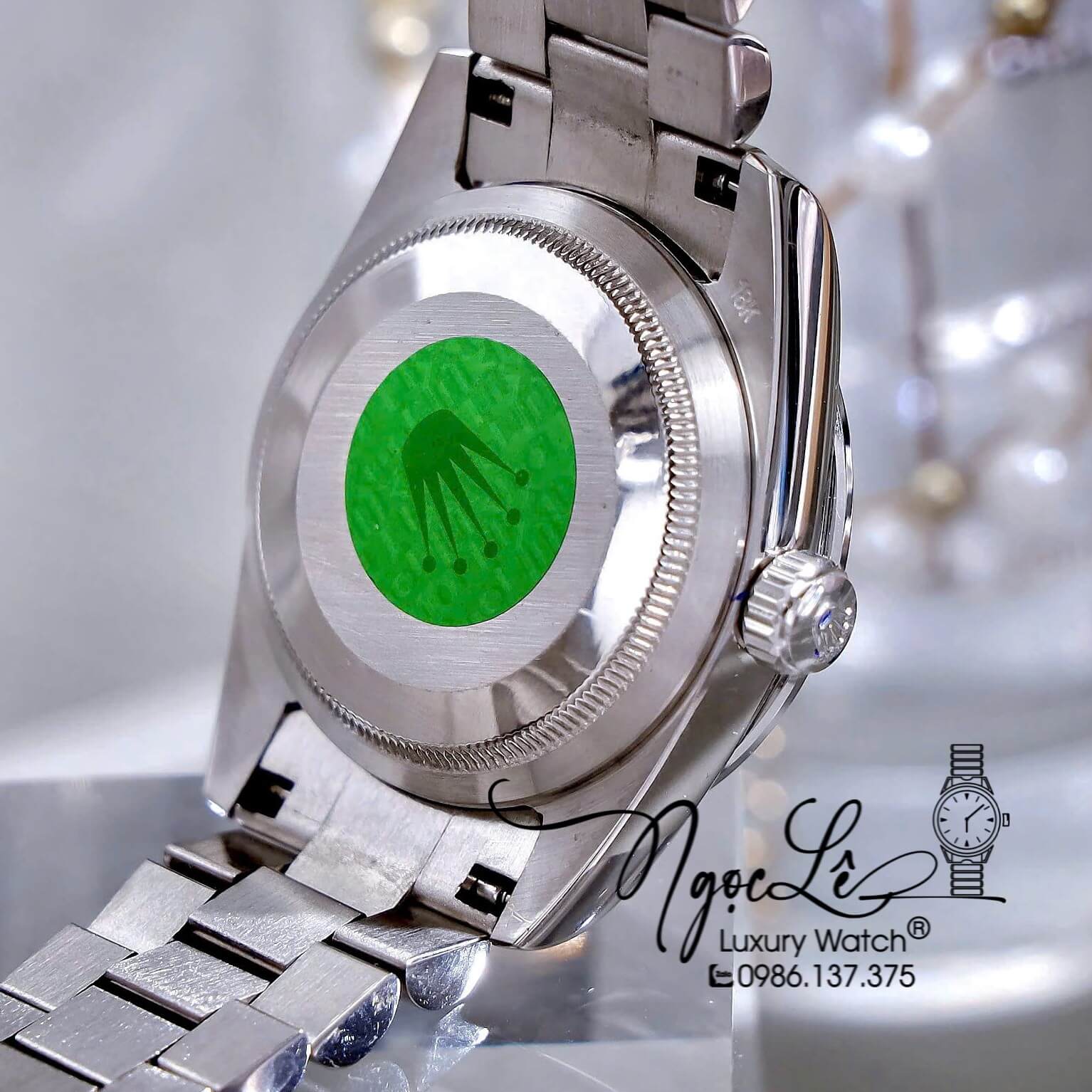 Đồng Hồ Nữ Rolex Datejust Máy Pin Dây Kim Bạc Mặt Xanh Oliu Đính Đá Size 31mm