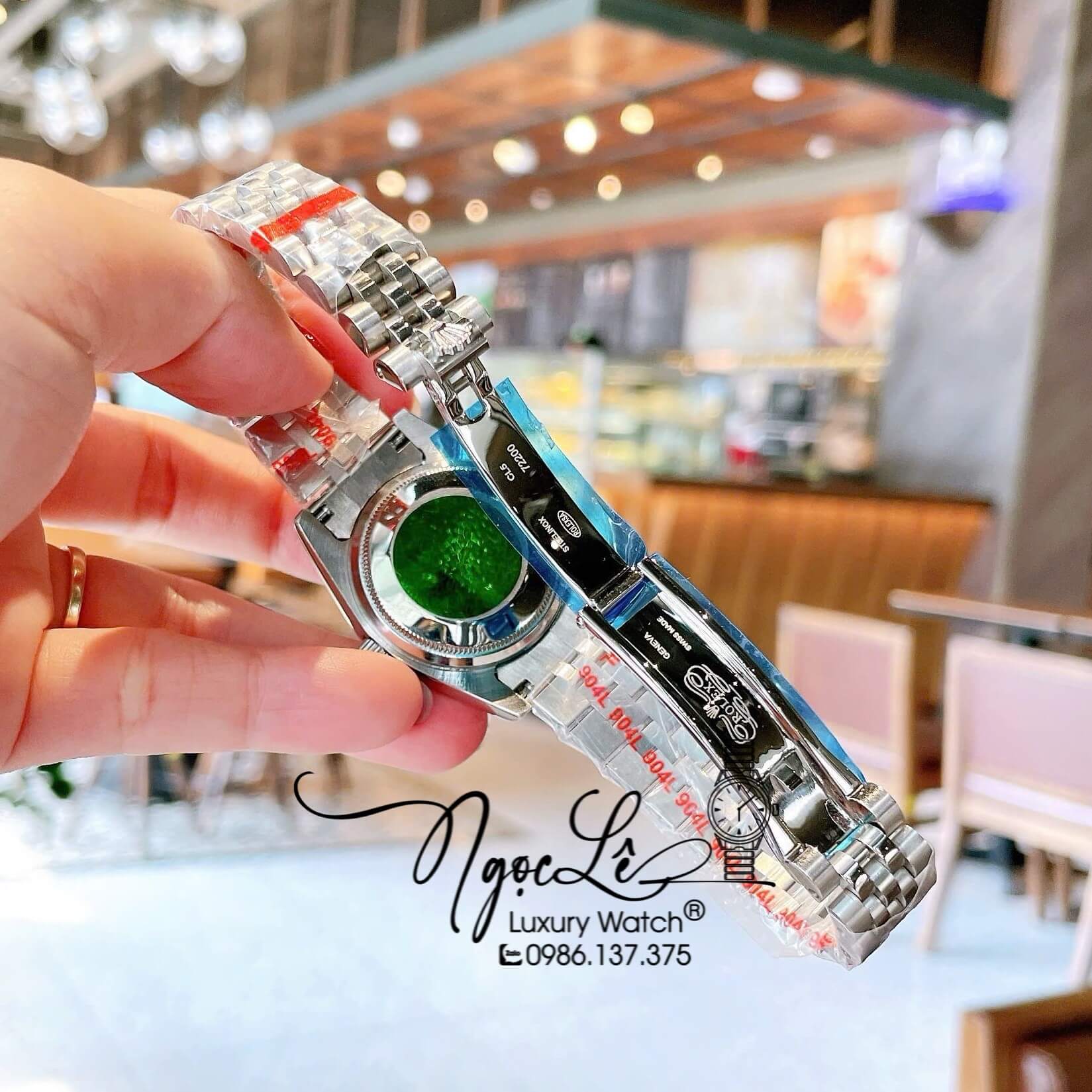 Đồng Hồ Nữ Rolex Datejust Quartz Dây Bạc Mặt Xanh Rêu Size 31mm Đính Đá