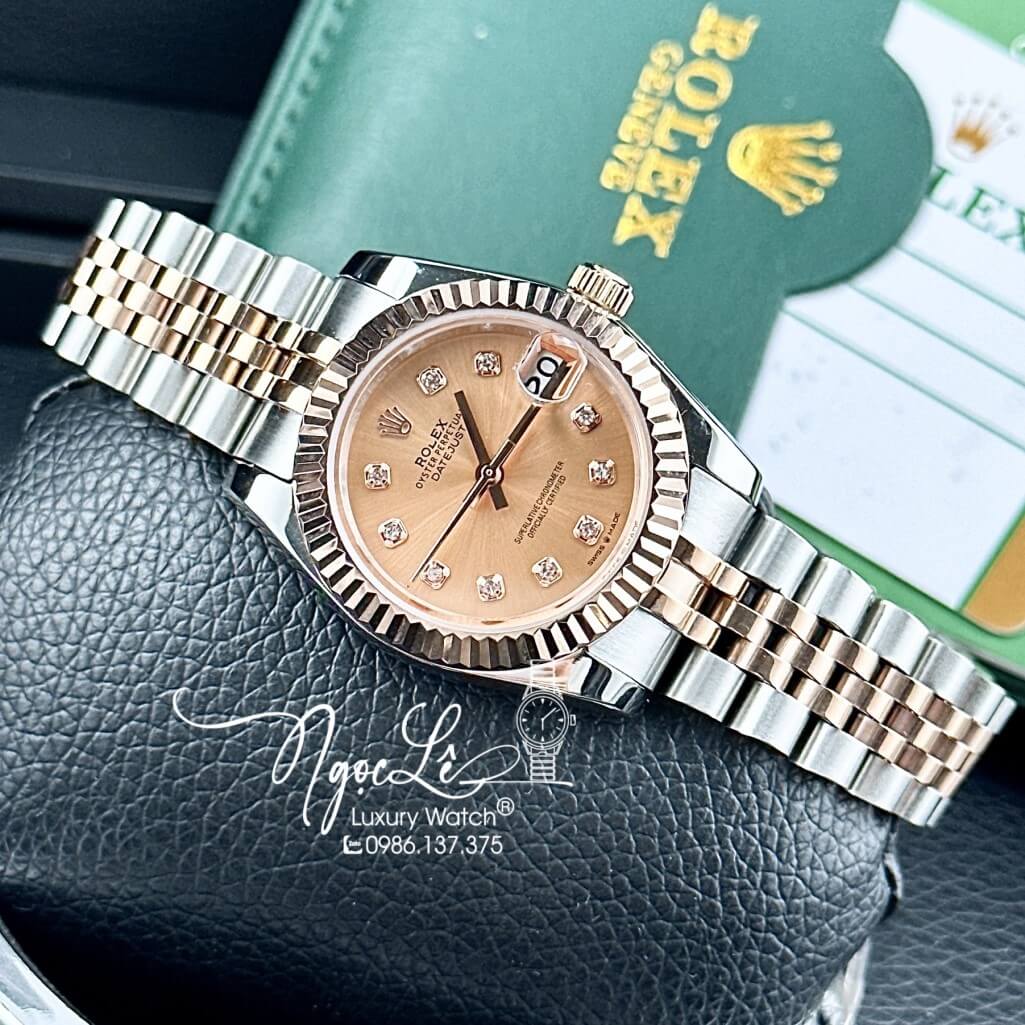 Đồng Hồ Rolex Datejust Automatic Nữ Dây Kim Loại Demi Rose 31mm