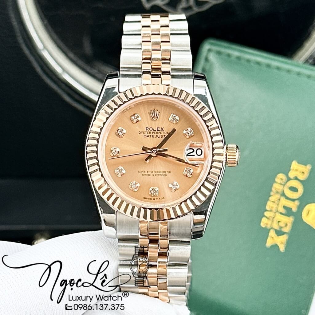 Đồng Hồ Rolex Datejust Automatic Nữ Dây Kim Loại Demi Rose 31mm