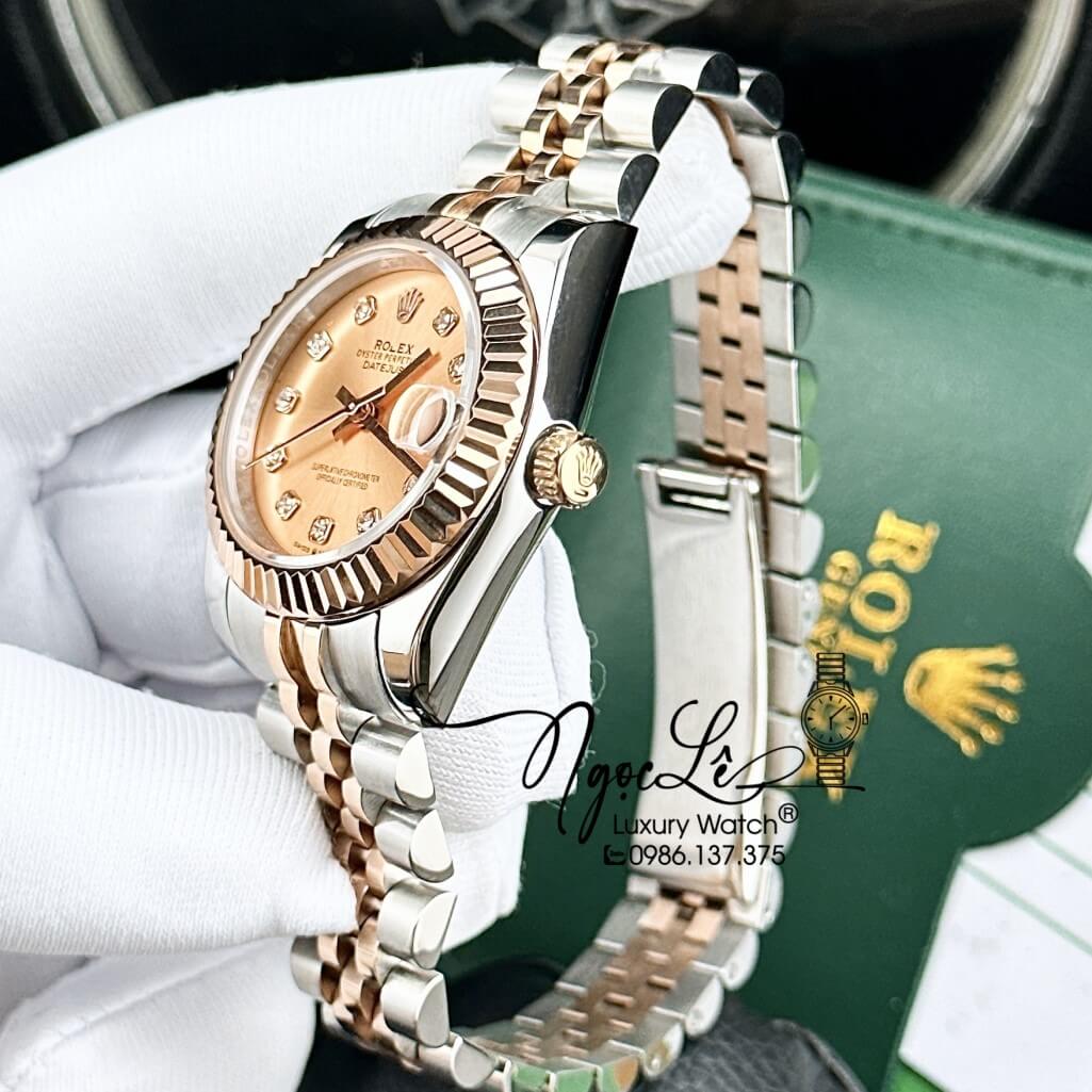 Đồng Hồ Rolex Datejust Automatic Nữ Dây Kim Loại Demi Rose 31mm