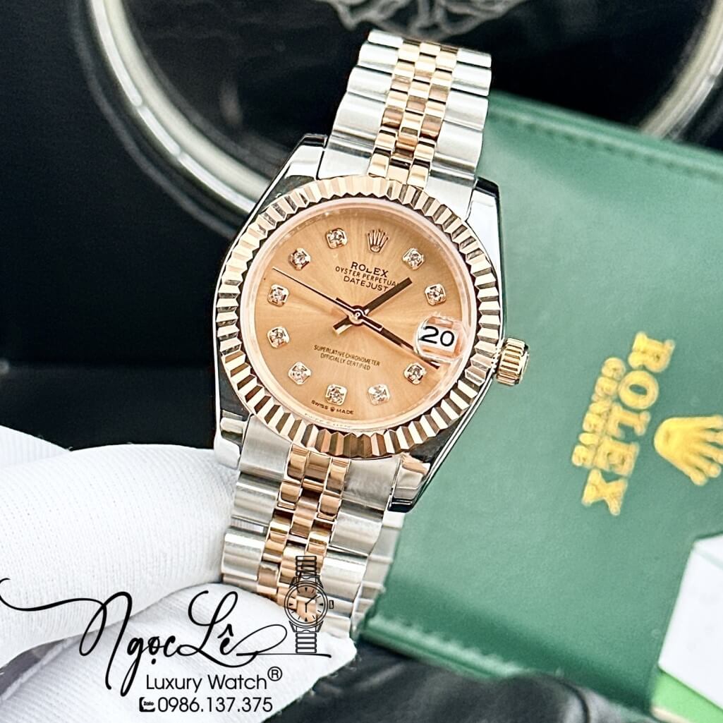 Đồng Hồ Rolex Datejust Automatic Nữ Dây Kim Loại Demi Rose 31mm