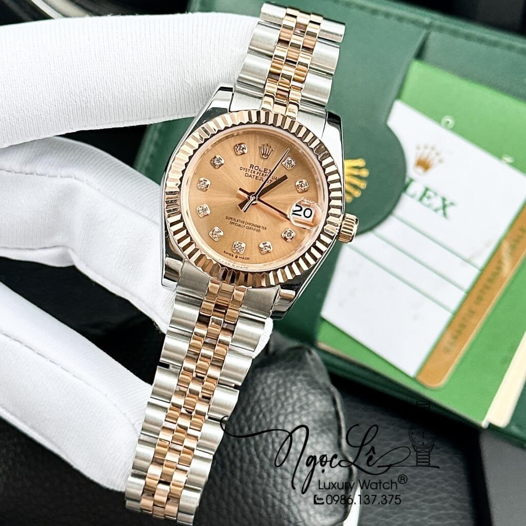 Đồng Hồ Rolex Datejust Automatic Nữ Dây Kim Loại Demi Rose 31mm