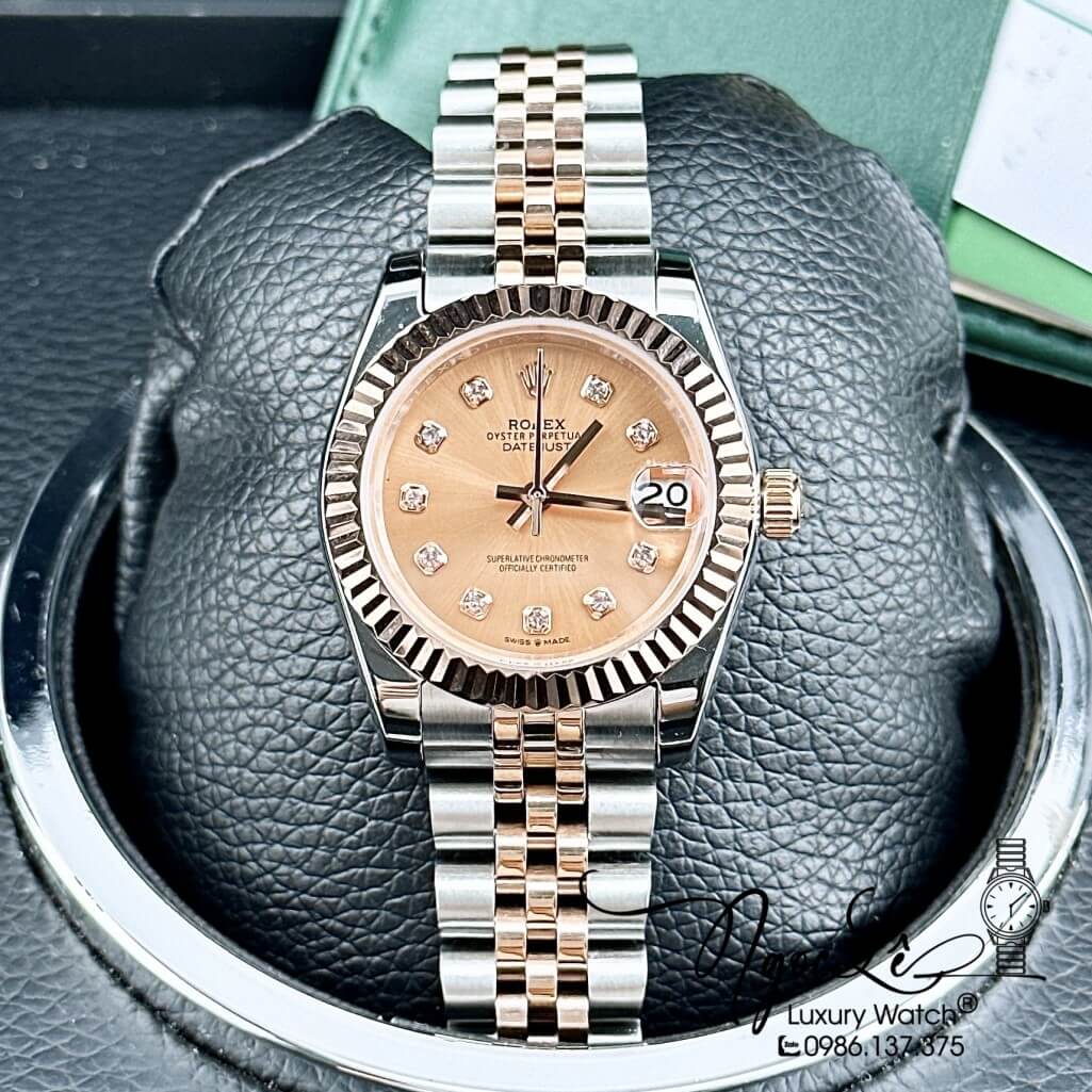 Đồng Hồ Rolex Datejust Automatic Nữ Dây Kim Loại Demi Rose 31mm