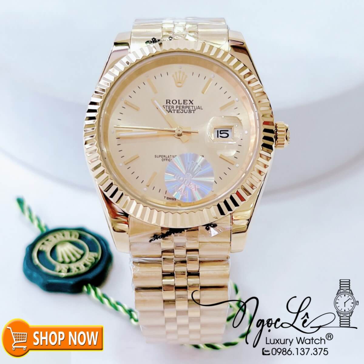 Đồng Hồ Rolex Datejust Nam Máy Cơ Tự Động Dây Vàng Mặt Vàng Size 41mm