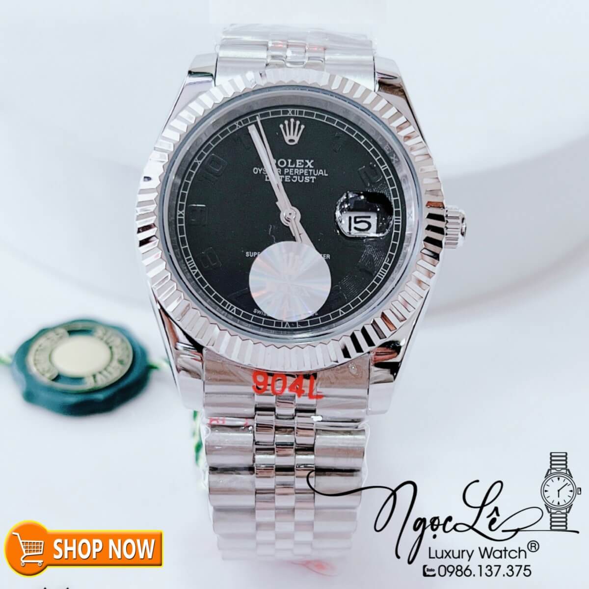 Đồng Hồ Rolex Datejust Nam Máy Cơ Tự Động Dây Bạc Mặt Đen Size 41mm