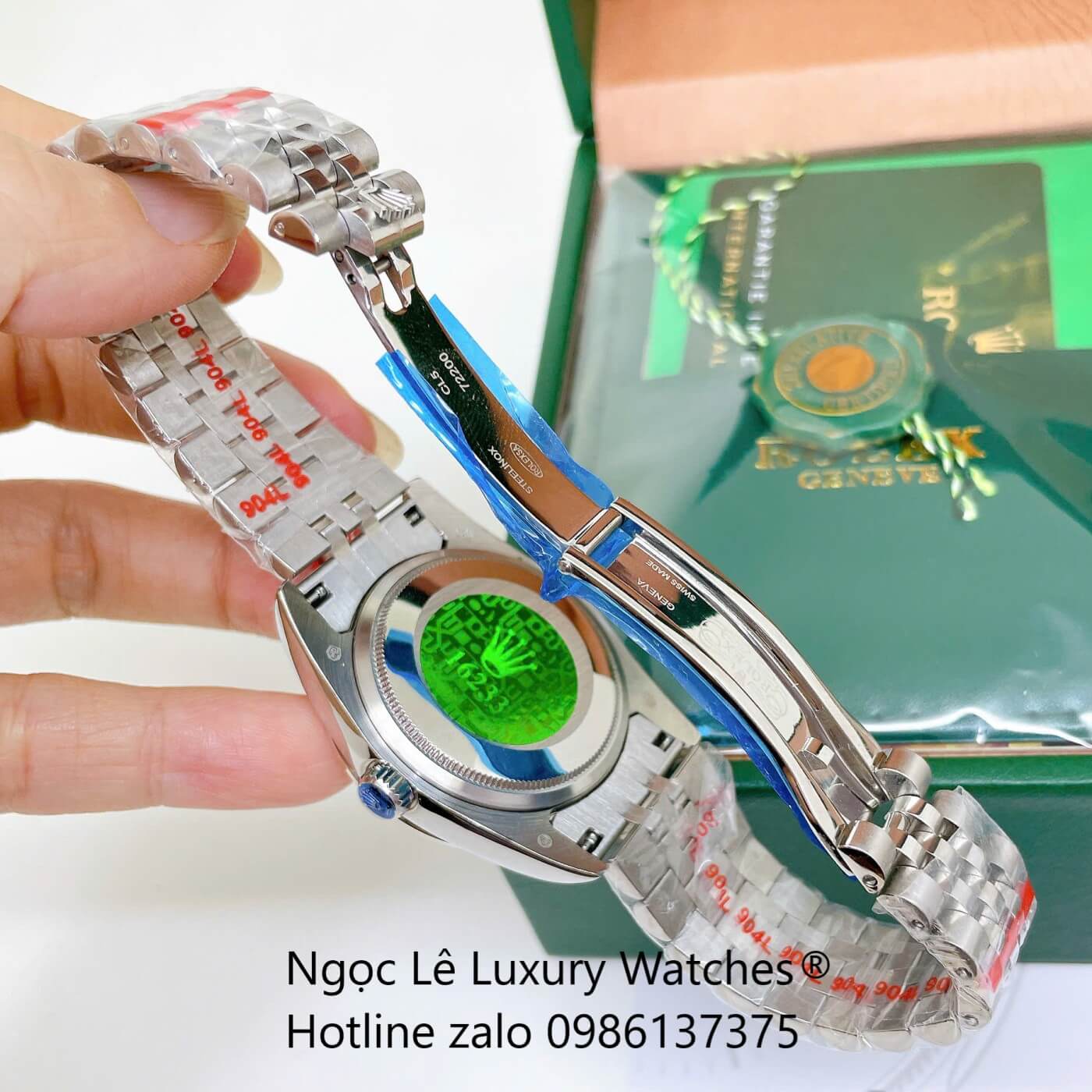 Đồng Hồ Rolex Datejust Unisex Dây Thép Silver Mặt Xà Cừ Trắng Đính Đá Size 36mm - Quartz