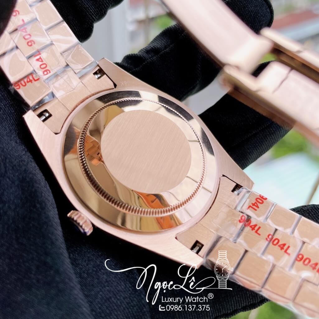 Đồng Hồ Rolex Day-Date Automatic Dây Kim Loại Vàng Hồng Mặt Nâu Đính Đá 41mm