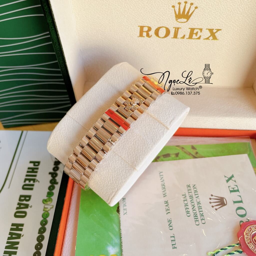 Đồng Hồ Rolex Day-Date Automatic Nam Dây Kim Loại Rose Mặt Nâu 41mm