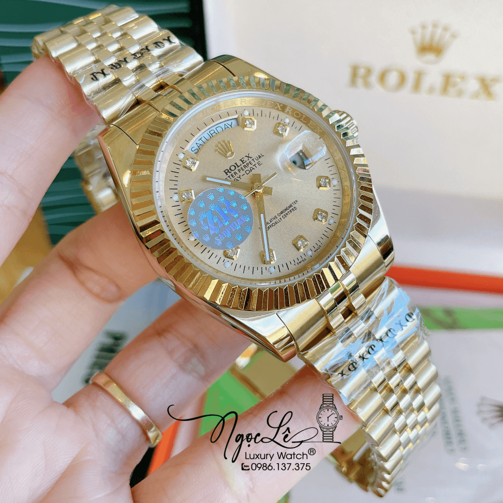 Đồng Hồ Rolex Day-Date Automatic Nam Dây Kim Loại Vàng Mặt Vàng 41mm