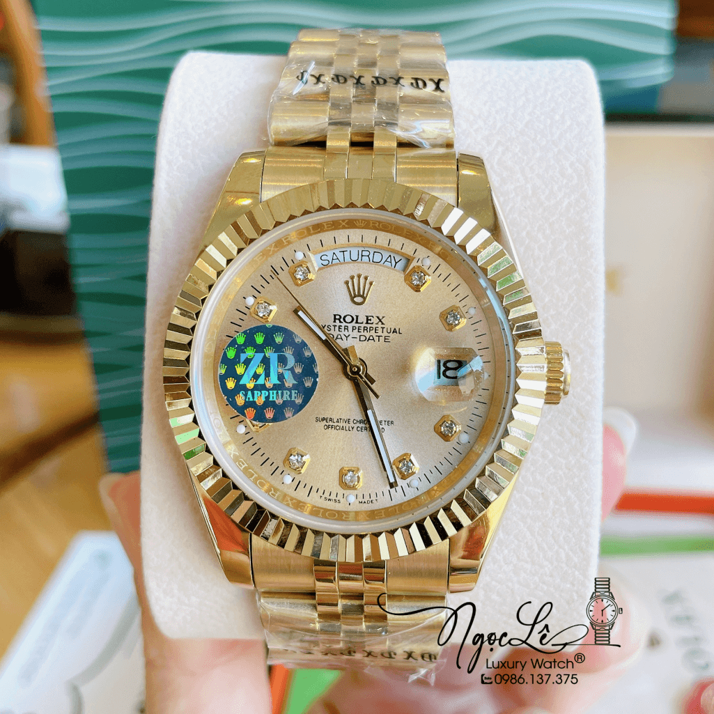 Đồng Hồ Rolex Day-Date Automatic Nam Dây Kim Loại Vàng Mặt Vàng 41mm