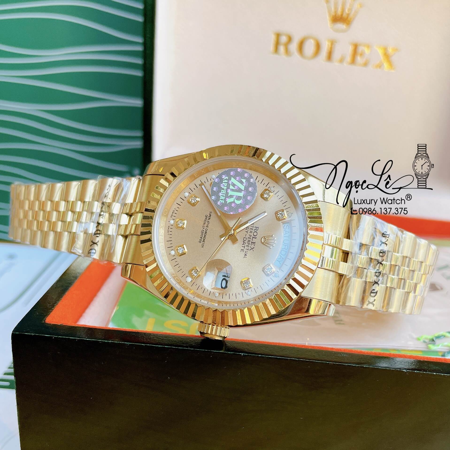 Đồng Hồ Rolex Day-Date Automatic Nam Dây Kim Loại Vàng Mặt Vàng 41mm