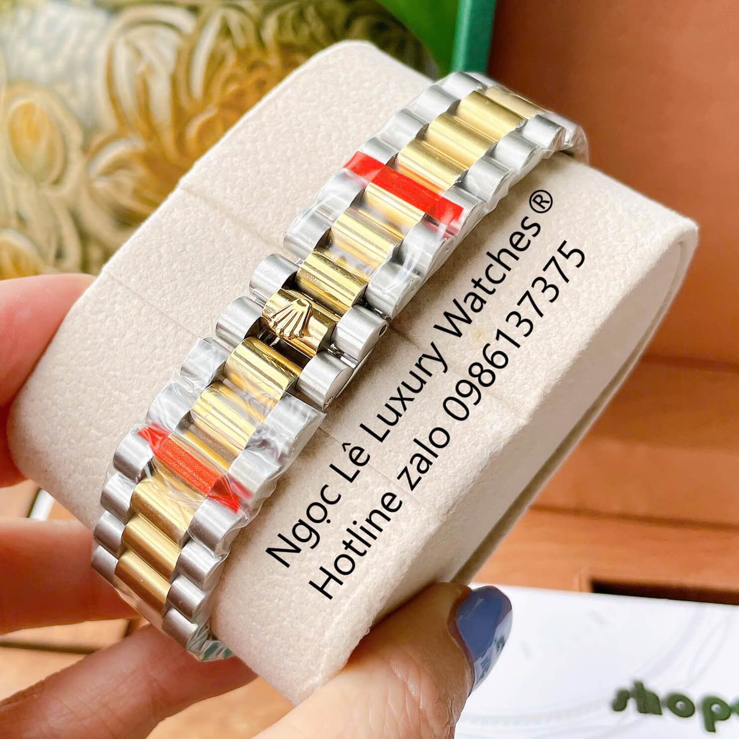 Đồng Hồ Rolex Day-Date Cơ Tự Động Dây Demi Vàng Mặt Trắng Size 41mm - Niềng Khía