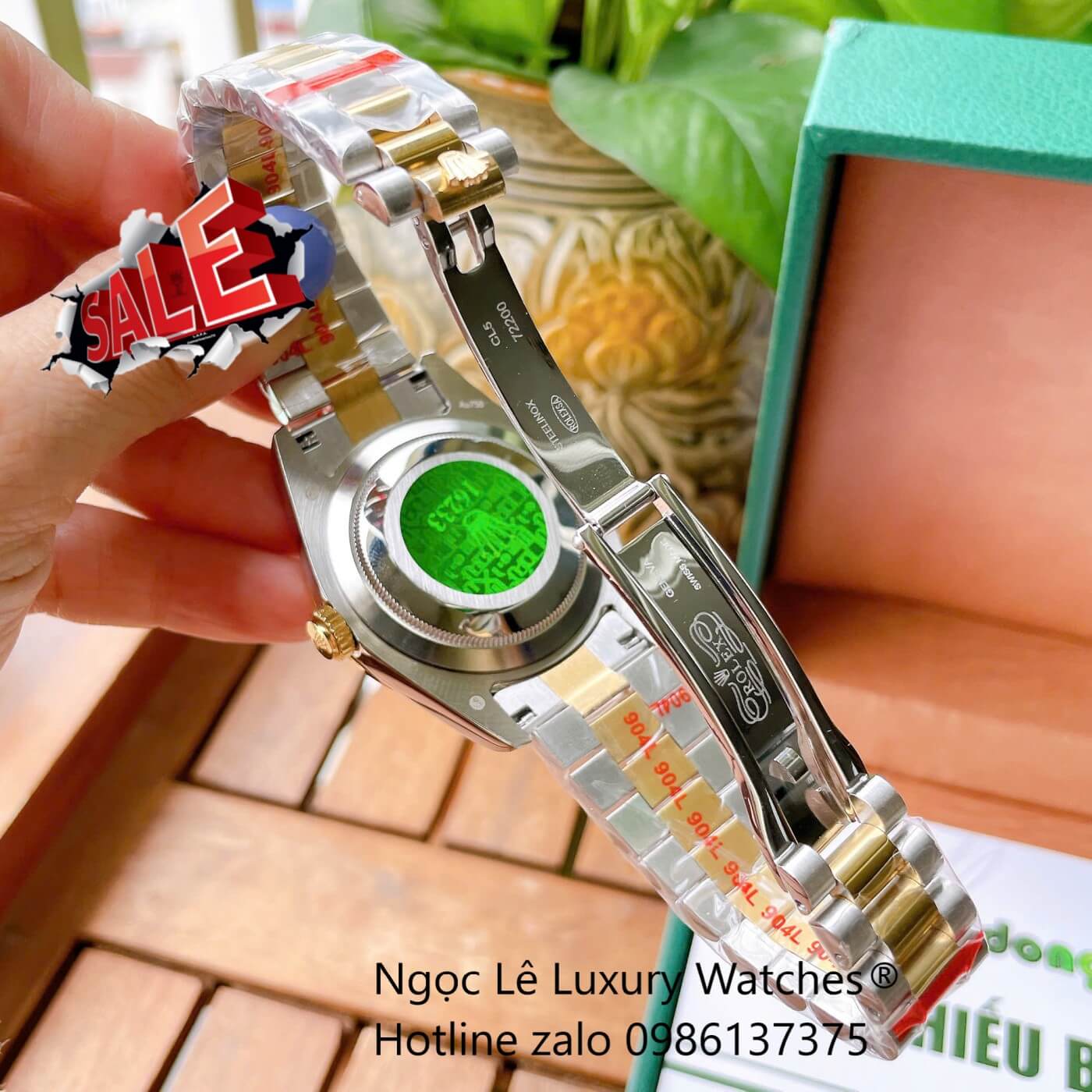 Đồng Hồ Rolex Day-Date Cơ Tự Động Dây Demi Vàng Mặt Trắng Size 41mm - Niềng Khía