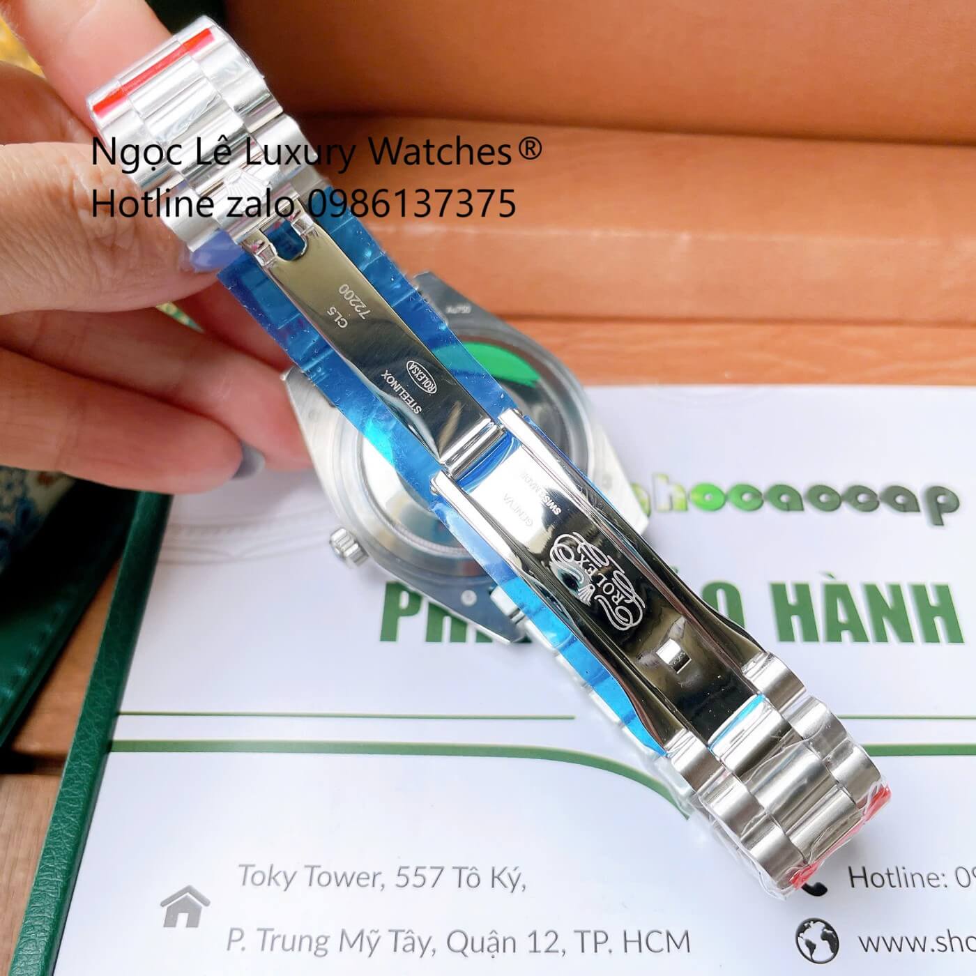 Đồng Hồ Rolex Day-Date Cơ Tự Động Dây Thép Silver Mặt Thiên Thạch Size 41mm - Niềng Khía