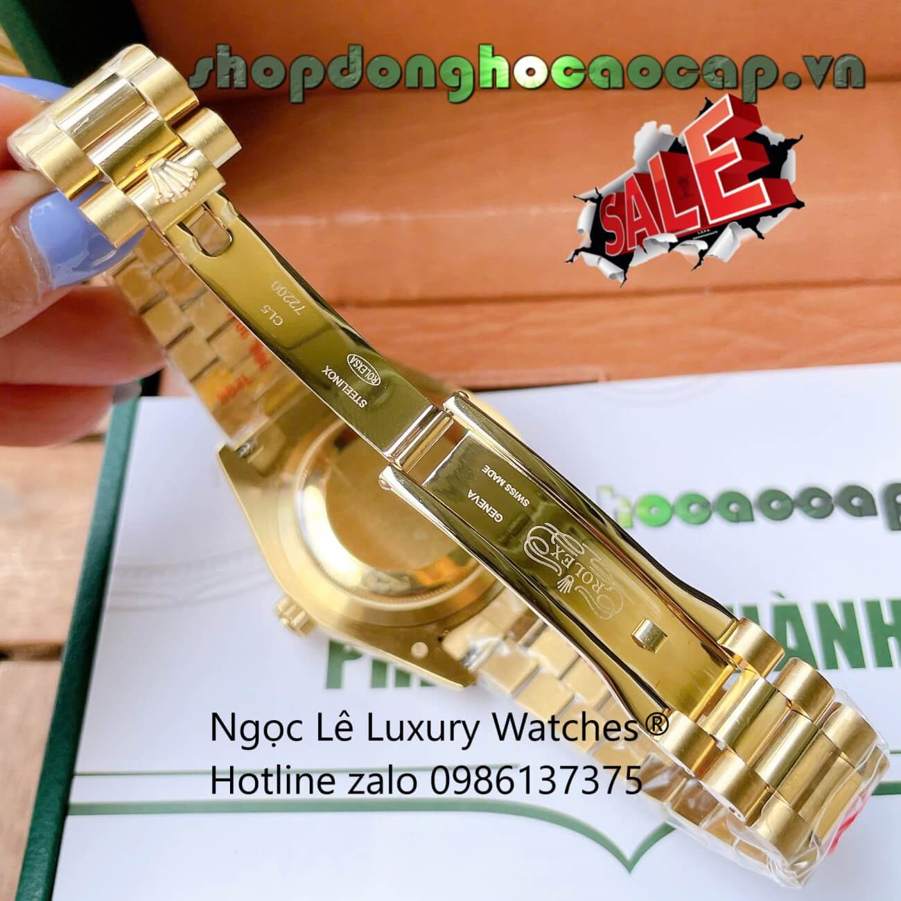 Đồng Hồ Rolex Day-Date Cơ Tự Động Dây Thép Vàng Mặt Vàng Size 41mm - Niềng Khía