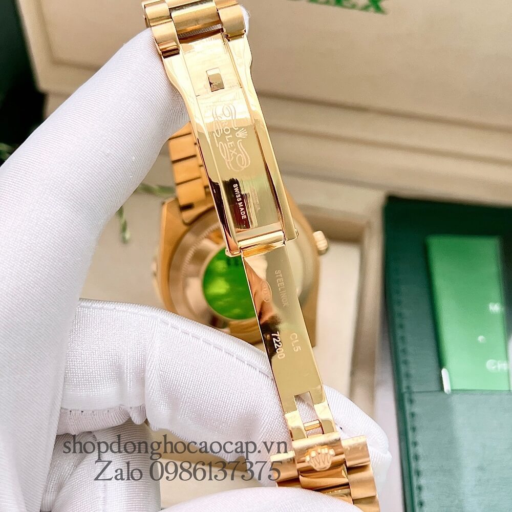 Đồng Hồ Rolex Day-Date Nam Automatic (Tự Động) Viền Đá Gold 41mm