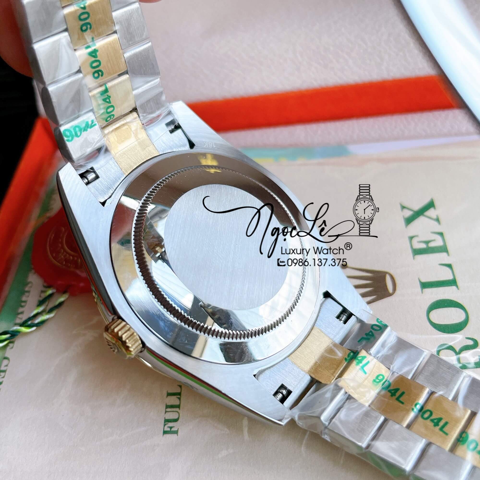 Đồng Hồ Rolex Day-Date Automatic Nam Dây Kim Loại Demi Mặt Trắng Niềng Khía Size 41mm