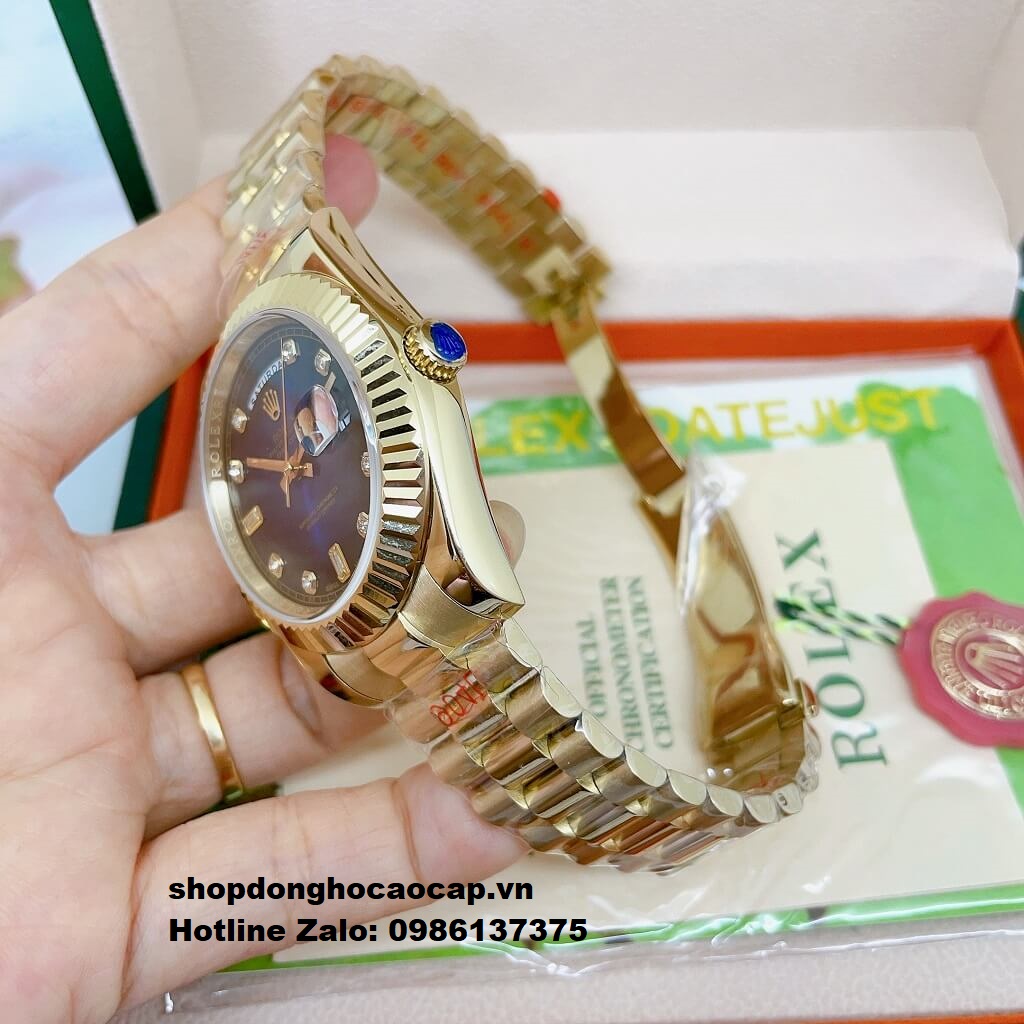 Đồng Hồ Rolex Day-Date Nam Tự Động Mặt Xanh Dương Vỏ Gold 41mm