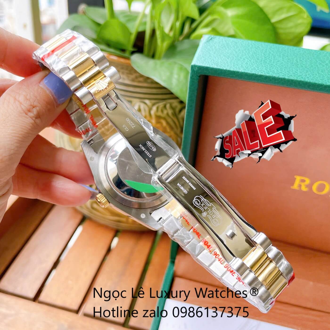 Đồng Hồ Rolex Day-Date Cơ Tự Động Dây Demi Vàng Mặt Xanh Ombre Size 41mm - Niềng Khía