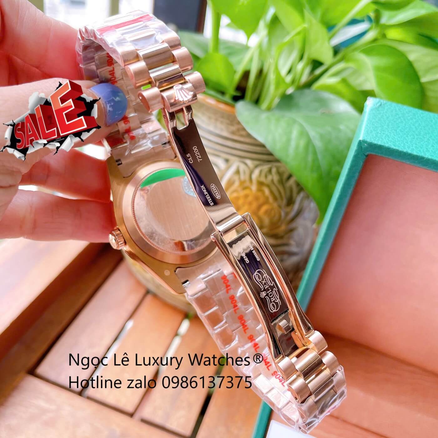 Đồng Hồ Rolex Day-Date Tự Động Dây Thép Vàng Hồng Mặt Nâu Size 41mm - Niềng Khía