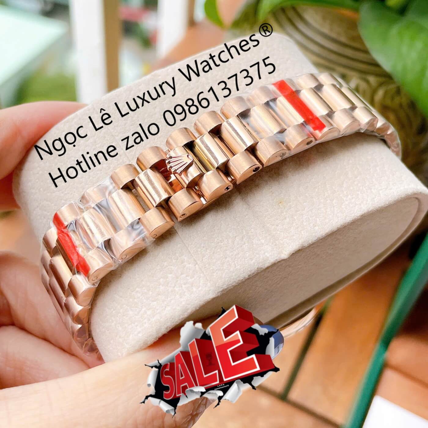 Đồng Hồ Rolex Day-Date Tự Động Dây Thép Vàng Hồng Mặt Nâu Size 41mm - Niềng Khía