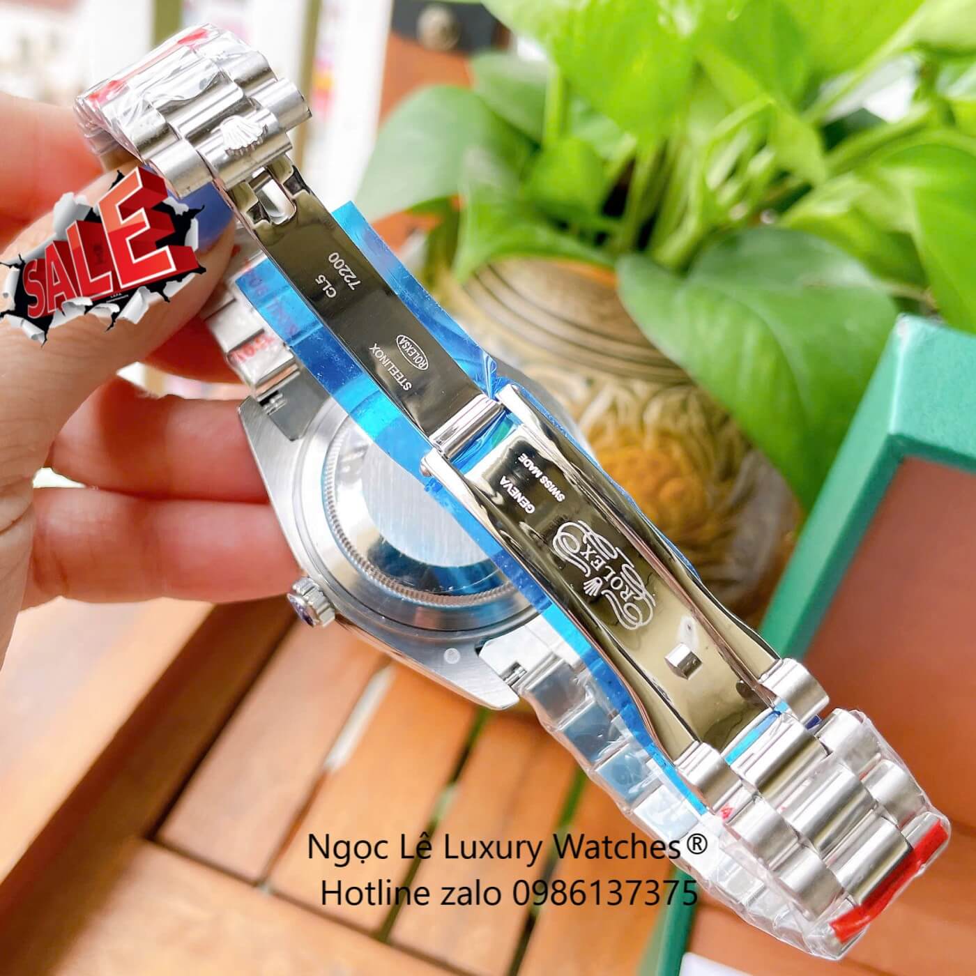 Đồng Hồ Rolex Day-Date Tự Động Dây Thép Màu Bạc Mặt Xanh Nhạt Size 41mm - Niềng Khía